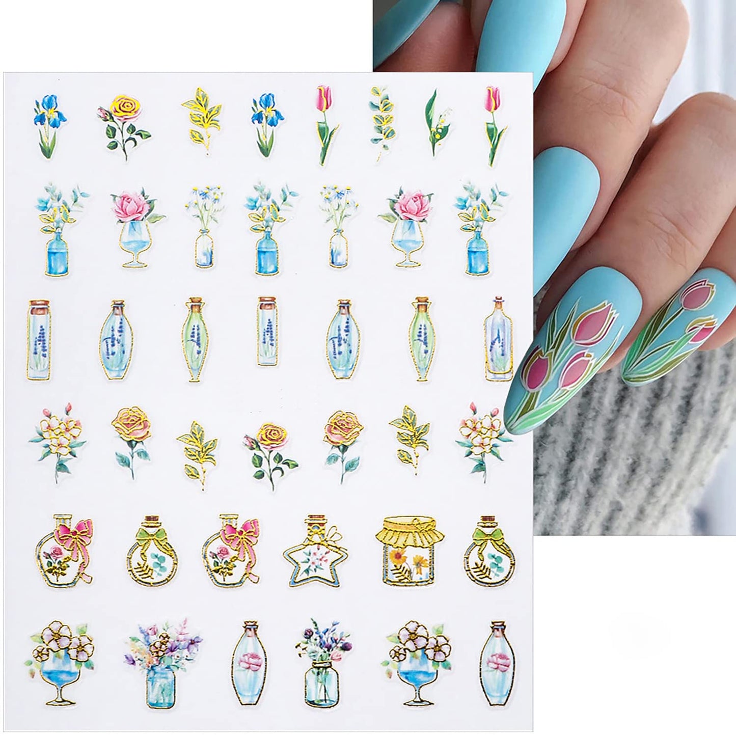 8 Sheets Letter Nail Art Adhesive Sticker Laser Glitter Gold English Alphabet Nail Art Design 3D Letters Nail Stickers Decals Nail Art Accessories Acrylic Nails Supplies DIY Crafts Decorations