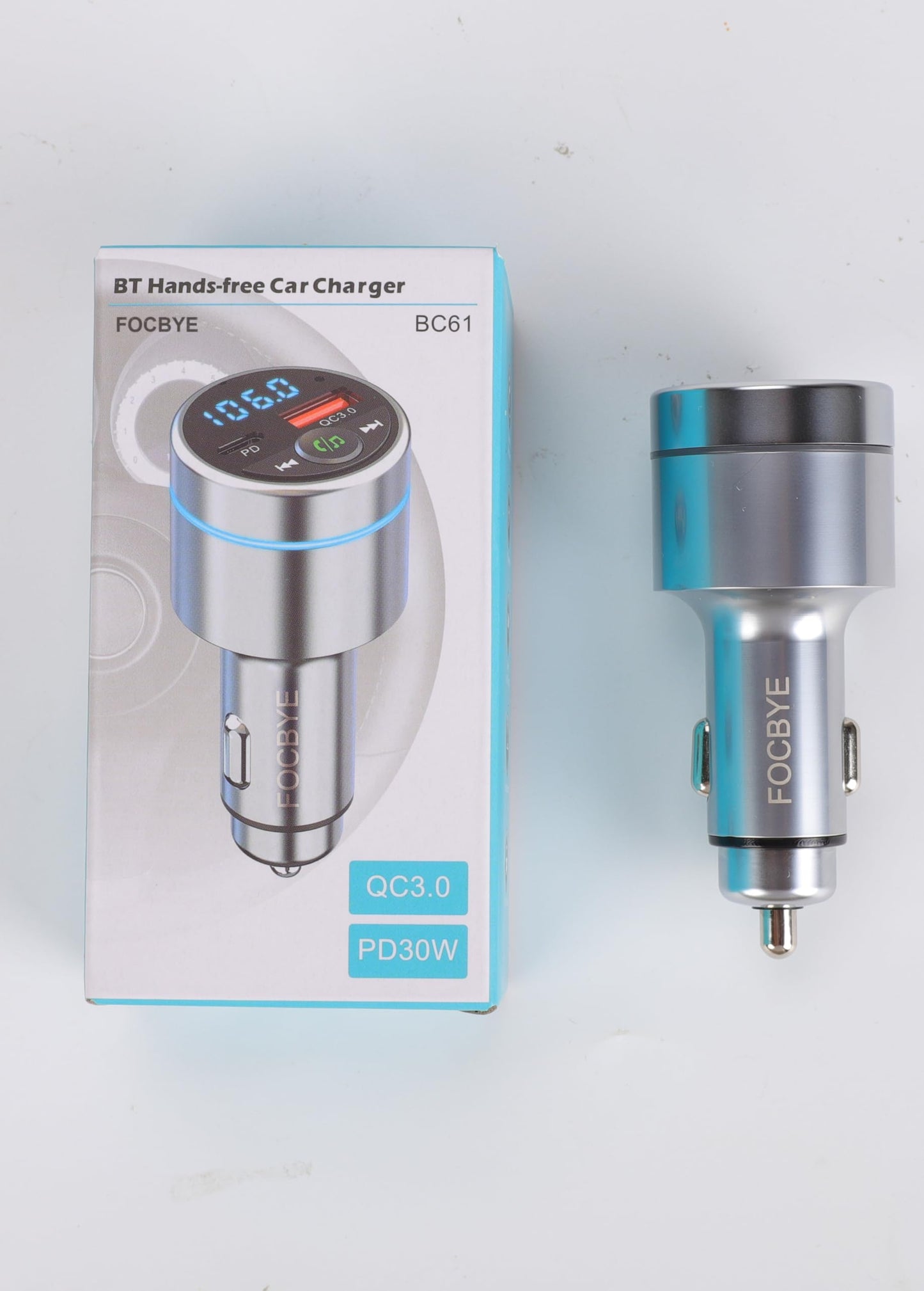 FOCBYE FM Transmitter for Car Bluetooth 5.3, All-Metal PD 20W & QC3.0 18W Fast Charger, Wireless FM Radio Car Kit Bluetooth Adapter, Noise Cancelling Hands-Free Call, Hi-Fi Music, Ring Light