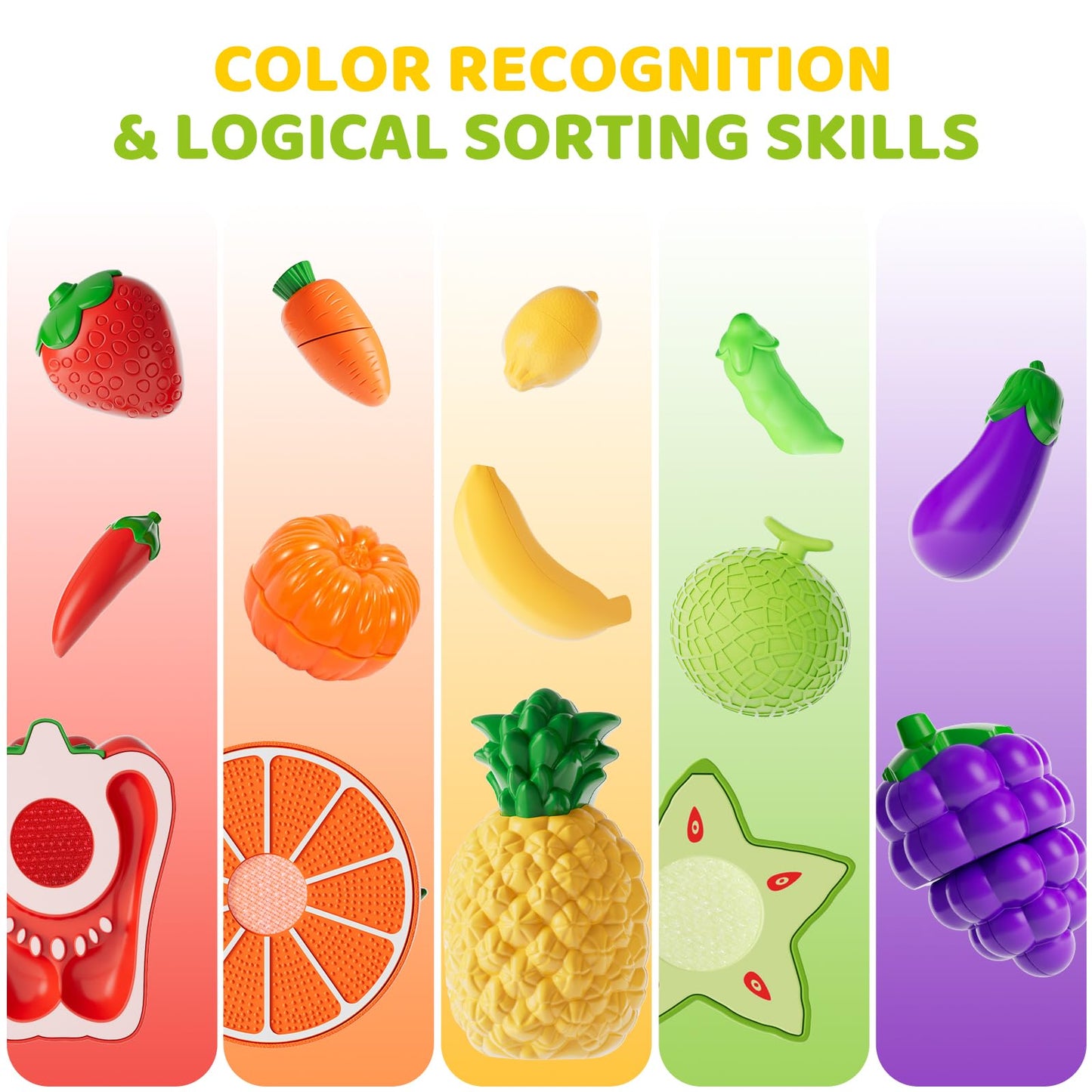 Mimiblooms Play Food Set with Cutting Fruits&Felt Tree Mat, Pretend Food Play Kitchen Accessories, Toy Kitchen Food Playset for Toddlers, Preschool Learning Toys for Kids Ages 3 4 5 6 Boys Girls Gift