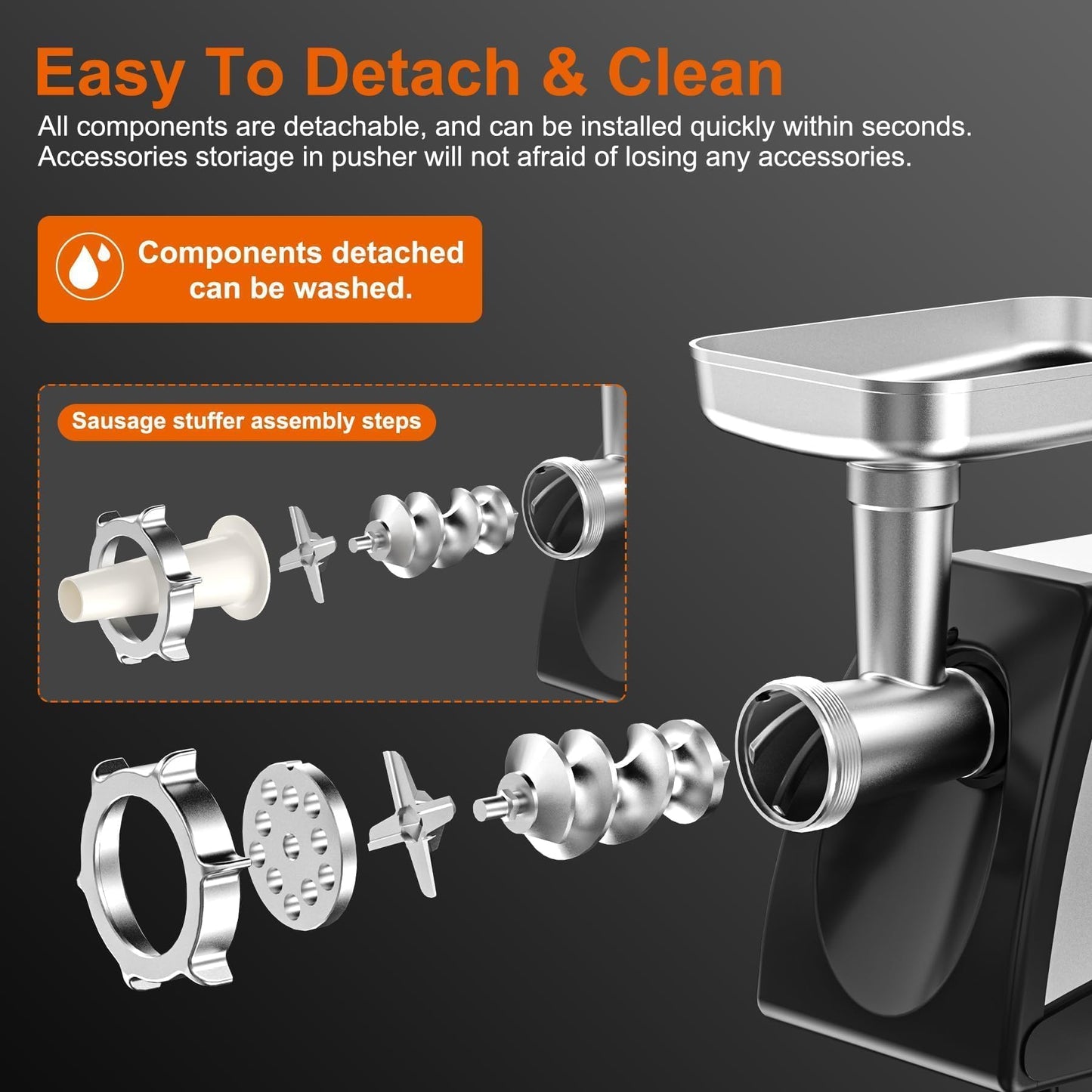 Culistra Commercial Meat Grinder Mincer, 3500W ETL Heavy Duty Sausage Stuffer with Reverse, 3 Plates & 2 Blades, Sausage Tubes Set, for Catering Restaurant Butcher Shop