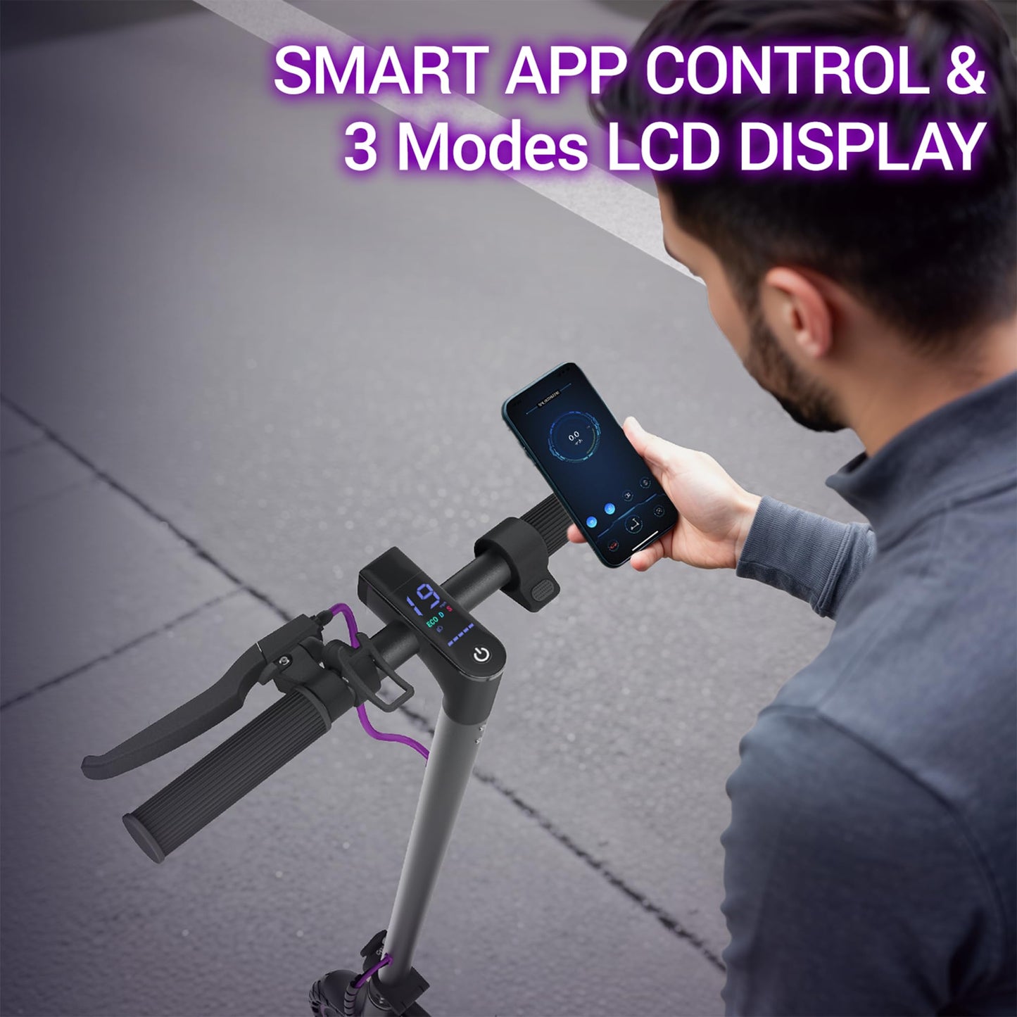 Electric Scooter Adults, 8.5" Foldable Solid Tires E Scooter for Adults, 19 Mph, 350W Motor, Kick Scooters Max 16 Miles Long Range for Commuting, Electric Scooter with Dual Braking System, APP Control