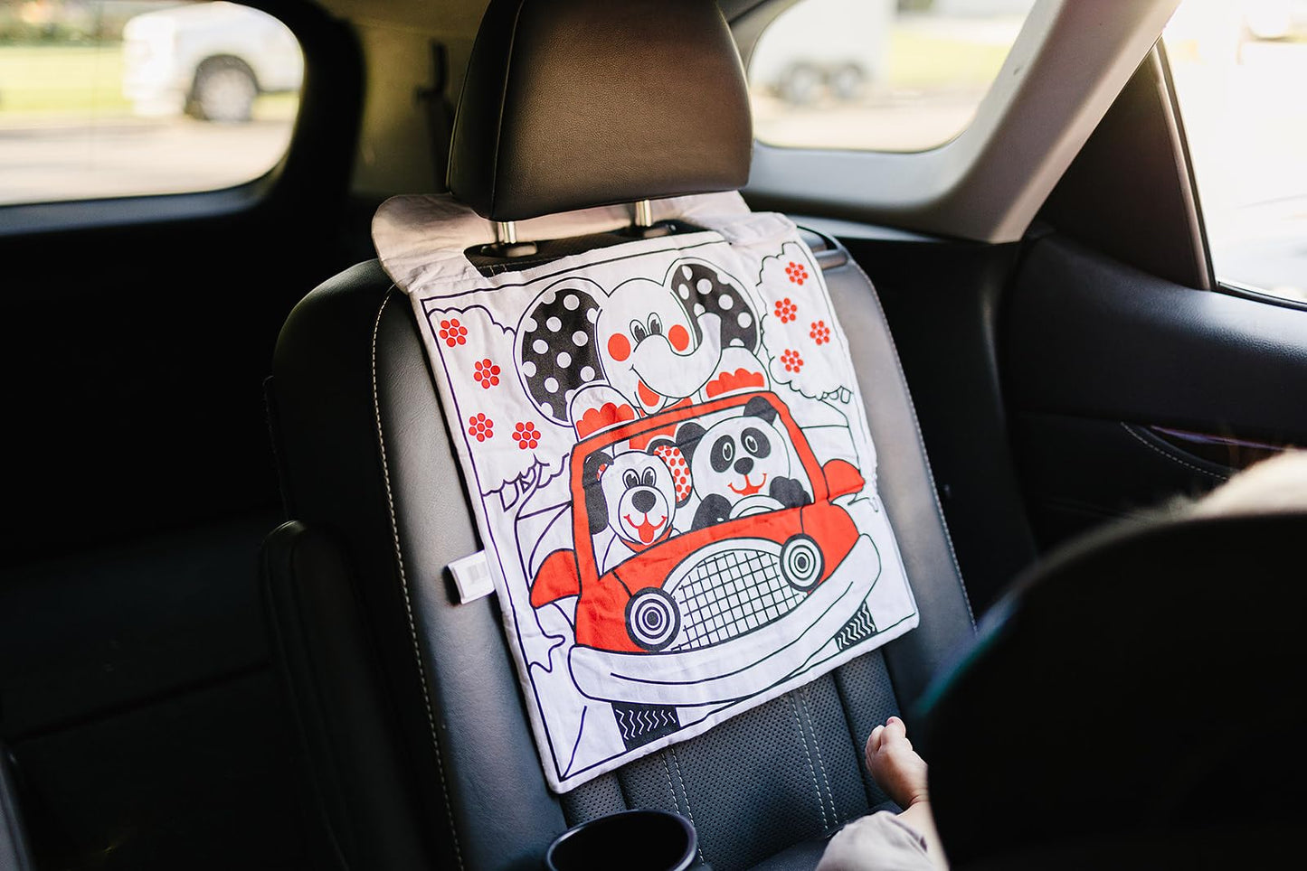 Car Toys for Babies - Infant Car Seat Toy with High Contrast Colors, Reversible Design, Baby Safe Mirror and Storage Pocket - Easy to Attach and Clean, Infant Carseat Toy