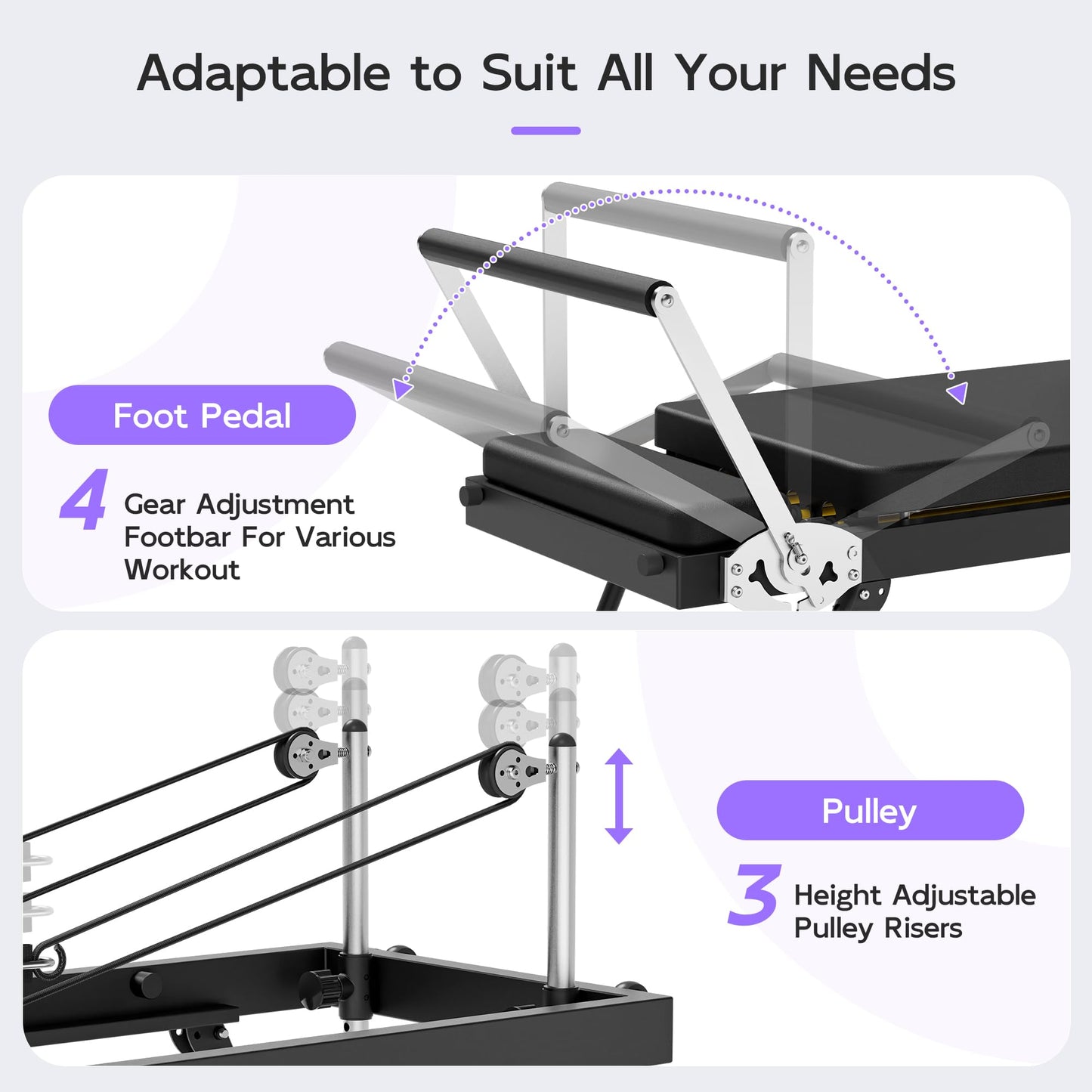 MU Pilates Reformer, Foldable Reformer Pilates Machine with Dual Resistance for Home Use and Gym Workout, Suitable for Advanced and Beginners Users (77.5" Standard Version)