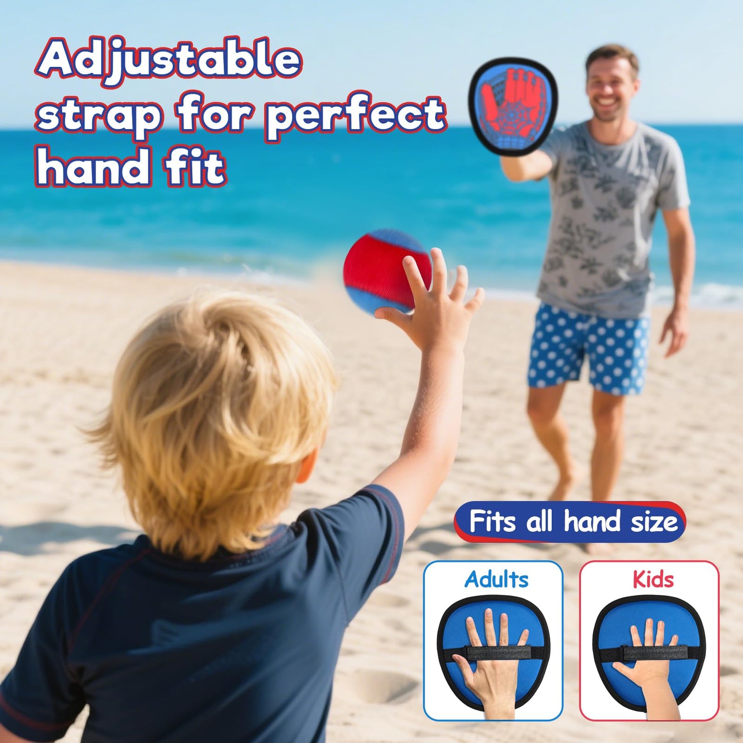 Sunrad Toss and Catch Ball Game Set, Kids Toddler Baseball Catch Ball Outdoor & Beach Toys for Family, Pool Beach Yard Camping Outside Game for Kids Age 3 4 5 6 7 8-12+, Birthday Gift for Boys Girls