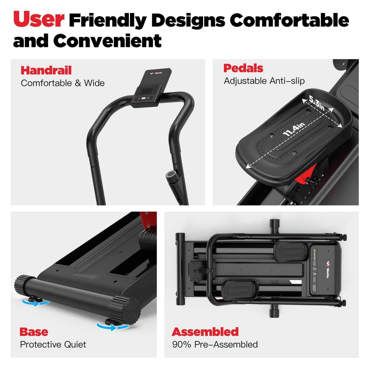 Winfita Magnetic Stair Stepper for Home, 77 LBS Peak Resistance with No Limited Adjustment, 2 Incline Levels, 12'' Extended Pedal, Folding Vertical Climber with 320 LBS Weight Capacity