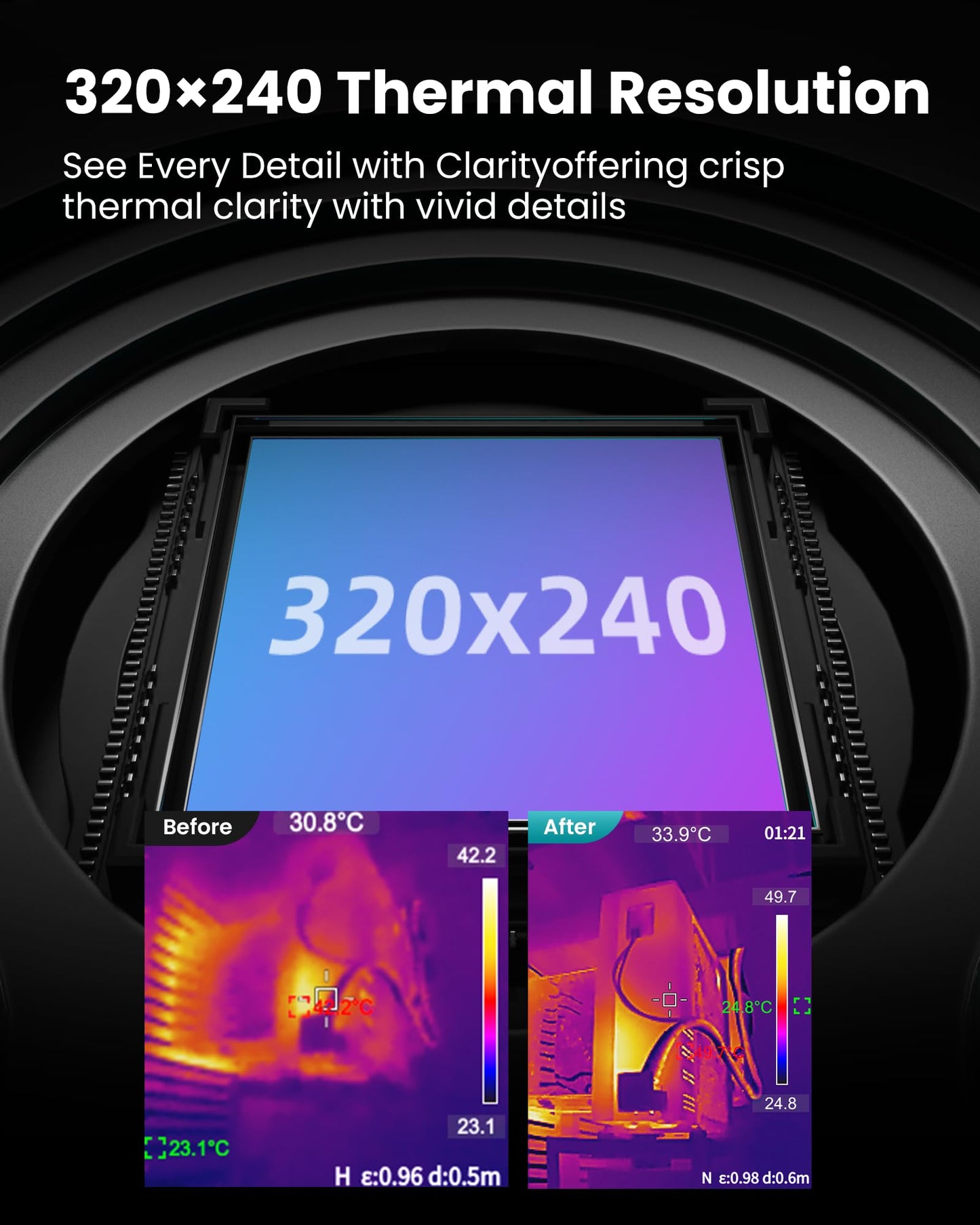 MiLESEEY TR20 Thermal Imaging Camera, 320 x 240 Resolution, 50Hz Refresh Rate, NETD ≤40mk, Portable Handheld Infrared Thermal Imaging Camera with Auto Hot/Cold Spot Tracking
