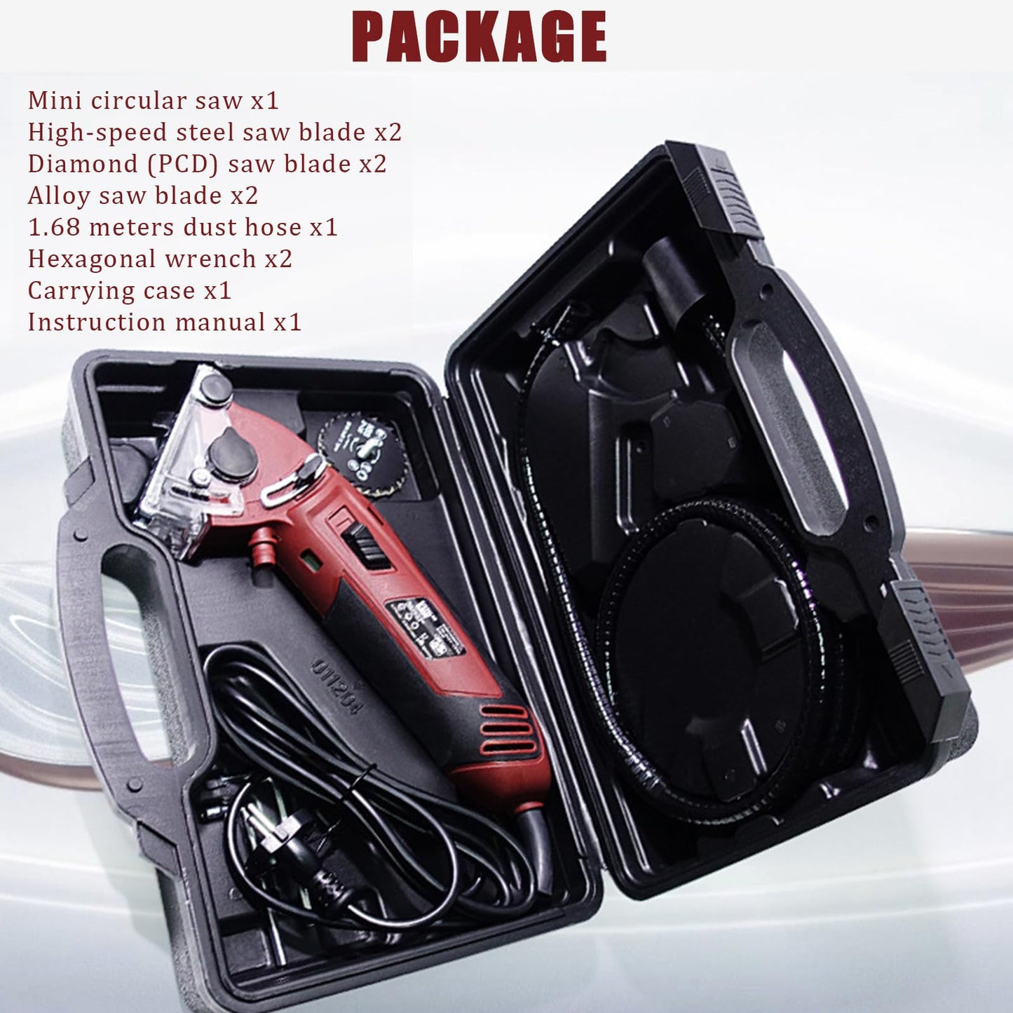 Mini Circular Saw Set, 400W High Power Compact Saw for Drywall, Tile, Metal, Wood, with 6 Blades & Tool Box