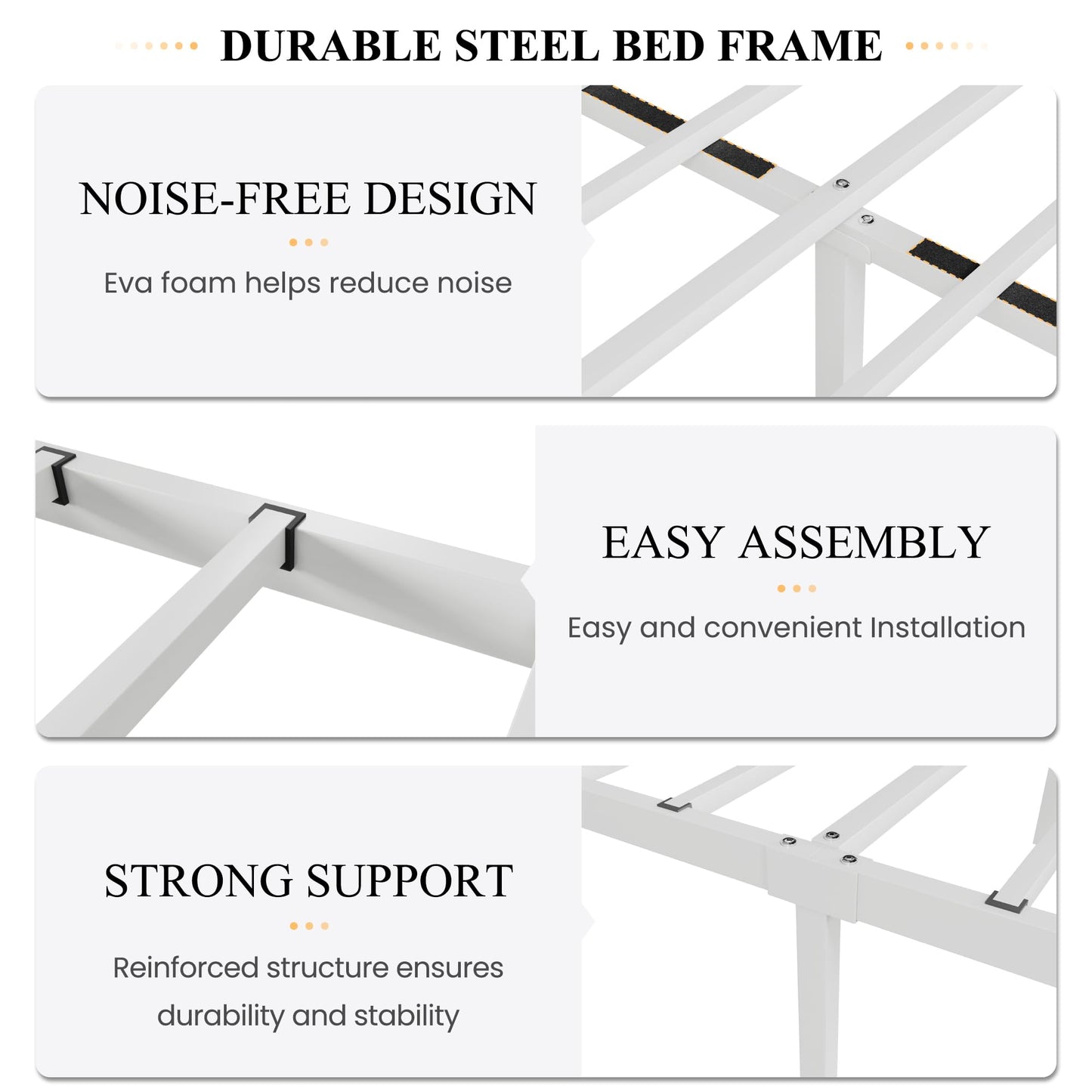 SHA CERLIN Queen Size Bed Frame with Headboard,Metal Bed Frame with Butterfly Pattern Design Headboard & Footboard,No Box Spring Needed,Easy Assembly,White