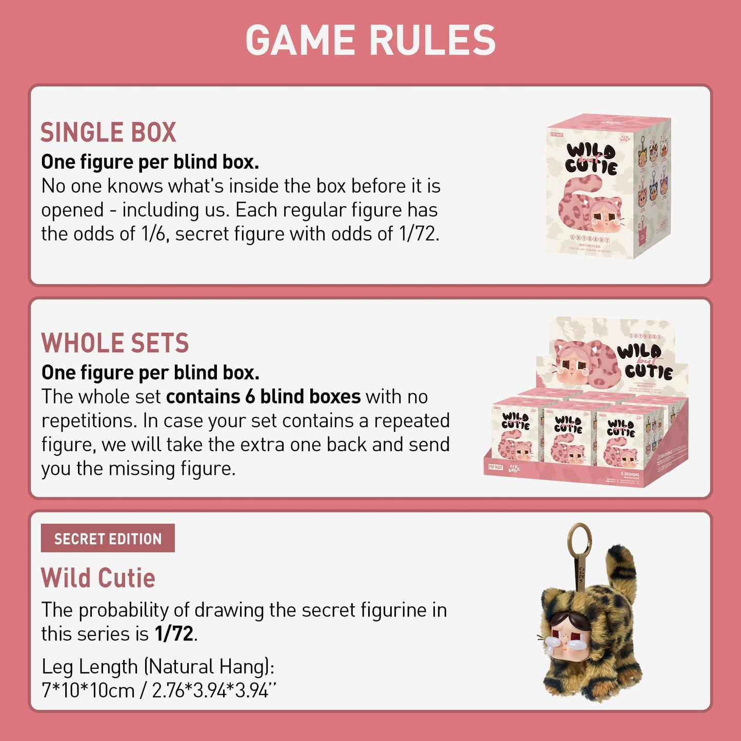 POP MART Crybaby Wild but Cutie Series - Vinyl Plush Pendant Blind Box, Random Design Action Figures Collectible Toys Decorations, Holiday Birthday Gifts for Girls and Boys, Whole Set