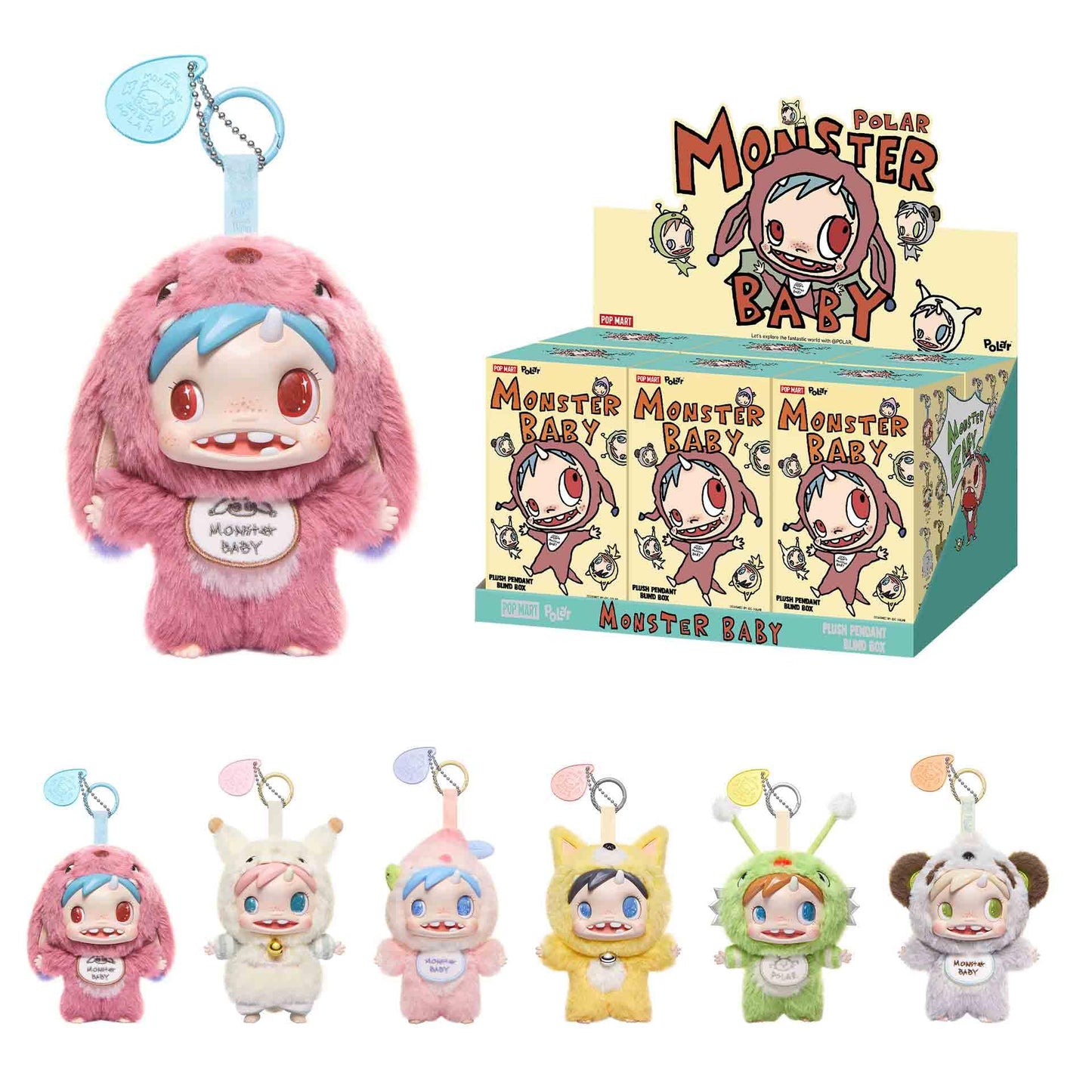 POP MART POLAR-Monster Baby Collection Series Plush Pendant Ver.1 Blind Box, Collectible Toys Decorations, Holiday Birthday Gifts for Girls and Boys, Whole Set