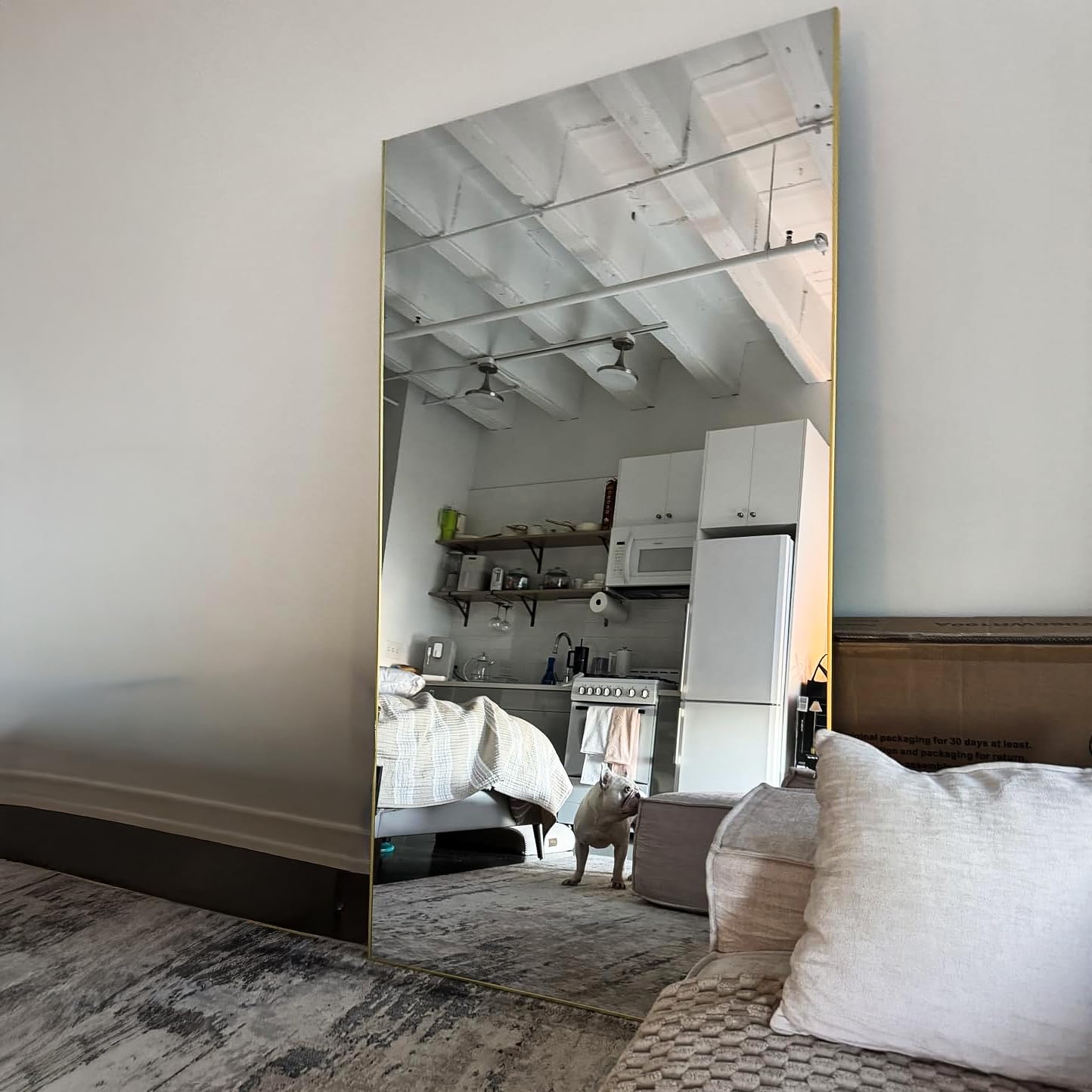 Fitcleer Glassless Floor Mirror, 71×39”, Shatterproof Full Body Mirror for Living Room or Studio, Lightweight Leaning Wall Mirror, Gold Frame