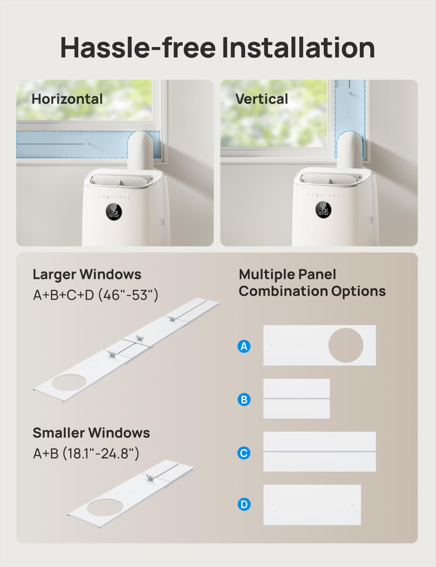 DREO Portable Air Conditioners, 8000 BTU ASHRAE (5000 BTU DOE) Smart AC Unit for Bedroom with Drainage-free Cooling, 45dB Quiet, APP/Voice/Remote, Portable AC for Room Indoors, AC318S