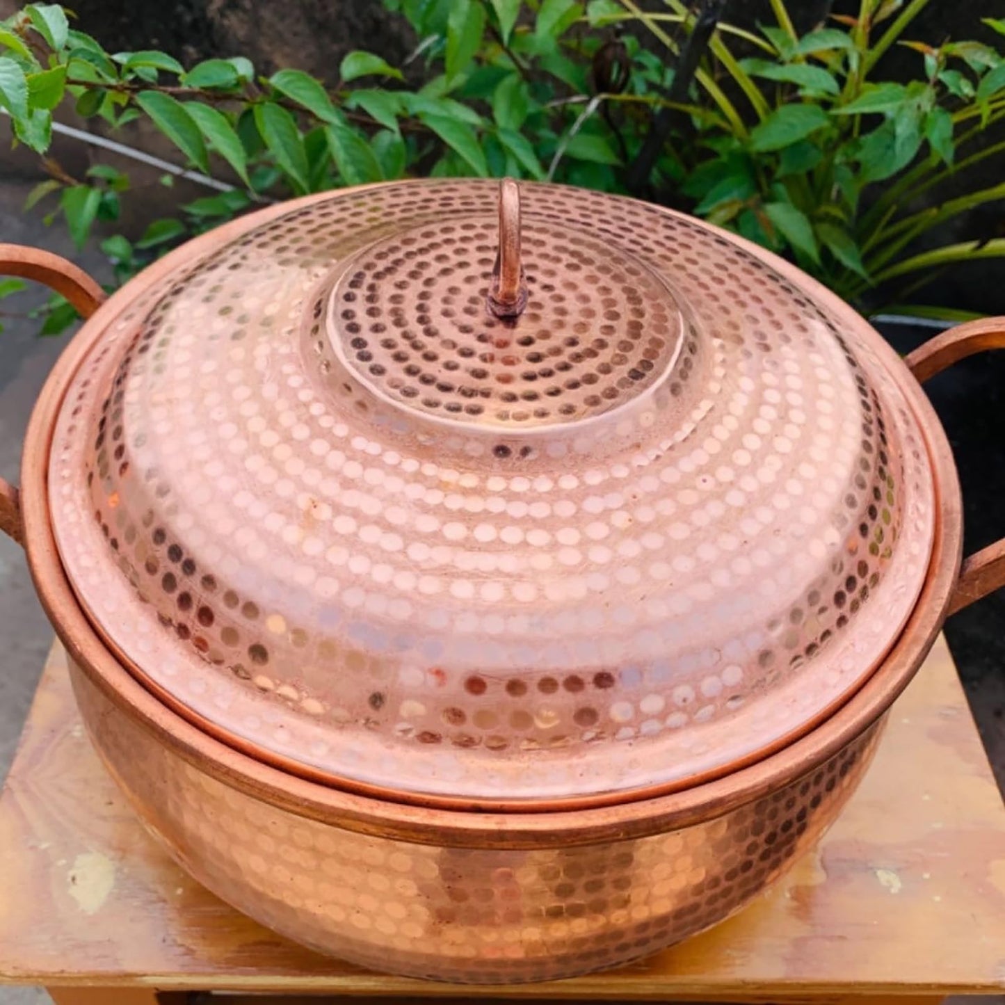 CVQWRJH Handcrafted Pure Copper Cooking Pot, Copper Kitchen Cookware with Lid Purple Copper Soup Pot and Pan for Induction Cooker Camping Restaurant,22CM