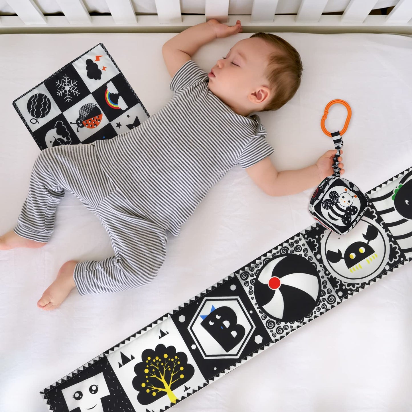 KUANGO 3 PCS Black and White High Contrast Baby Toys Newborn Toys 0-6 Months, Visual Stimulation Sensory Soft Book, Infant Tummy Time Toys 0-3-6 Months Baby Gifts