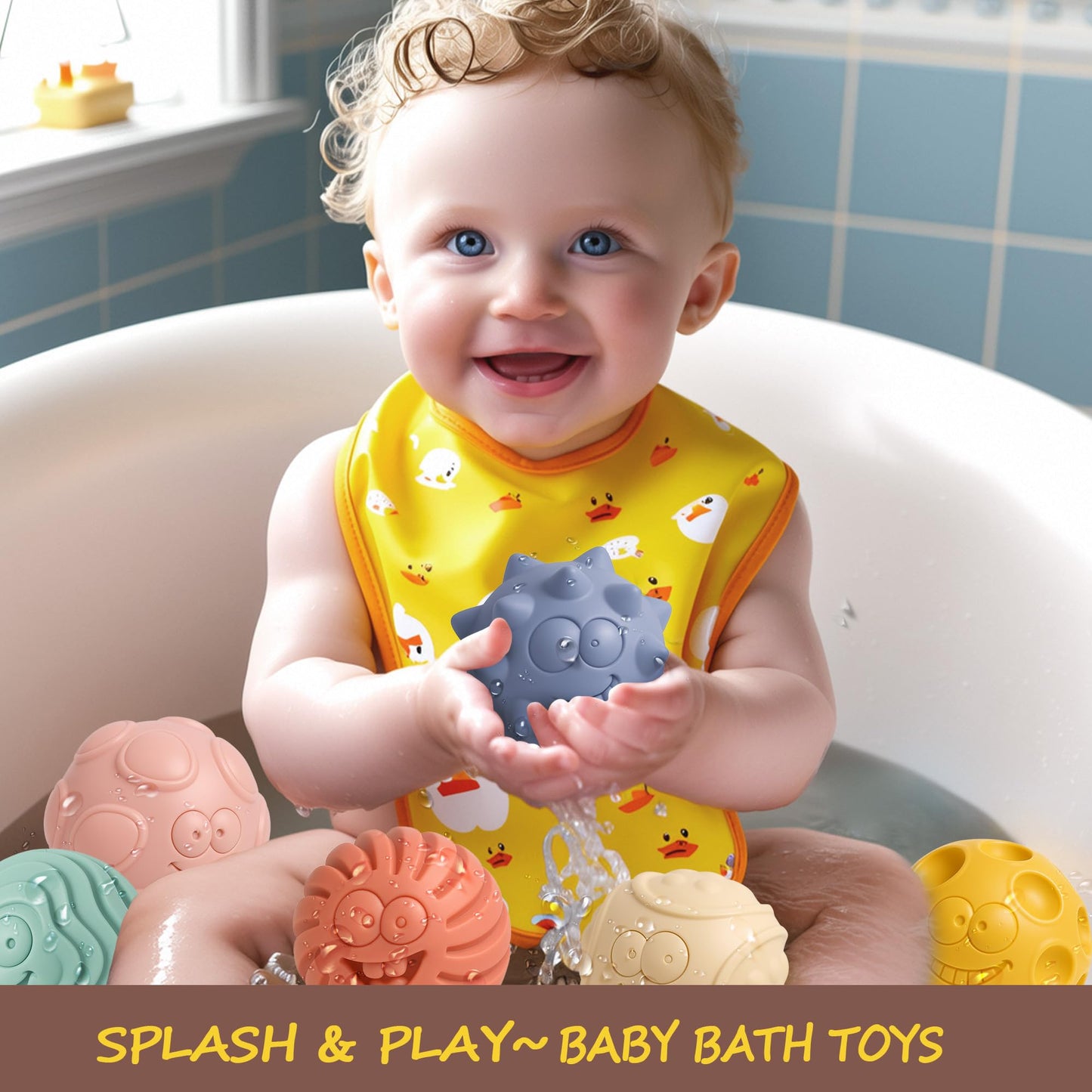 80PCS Baby Blocks Set with Storage Bucket + 6PCS Sensory Balls Bundle - Rubber Soft STEM Building Blocks for Babies 6+ Months, Textured Montessori Balls for Infants & Toddlers 6-12M, Tummy Time Gift