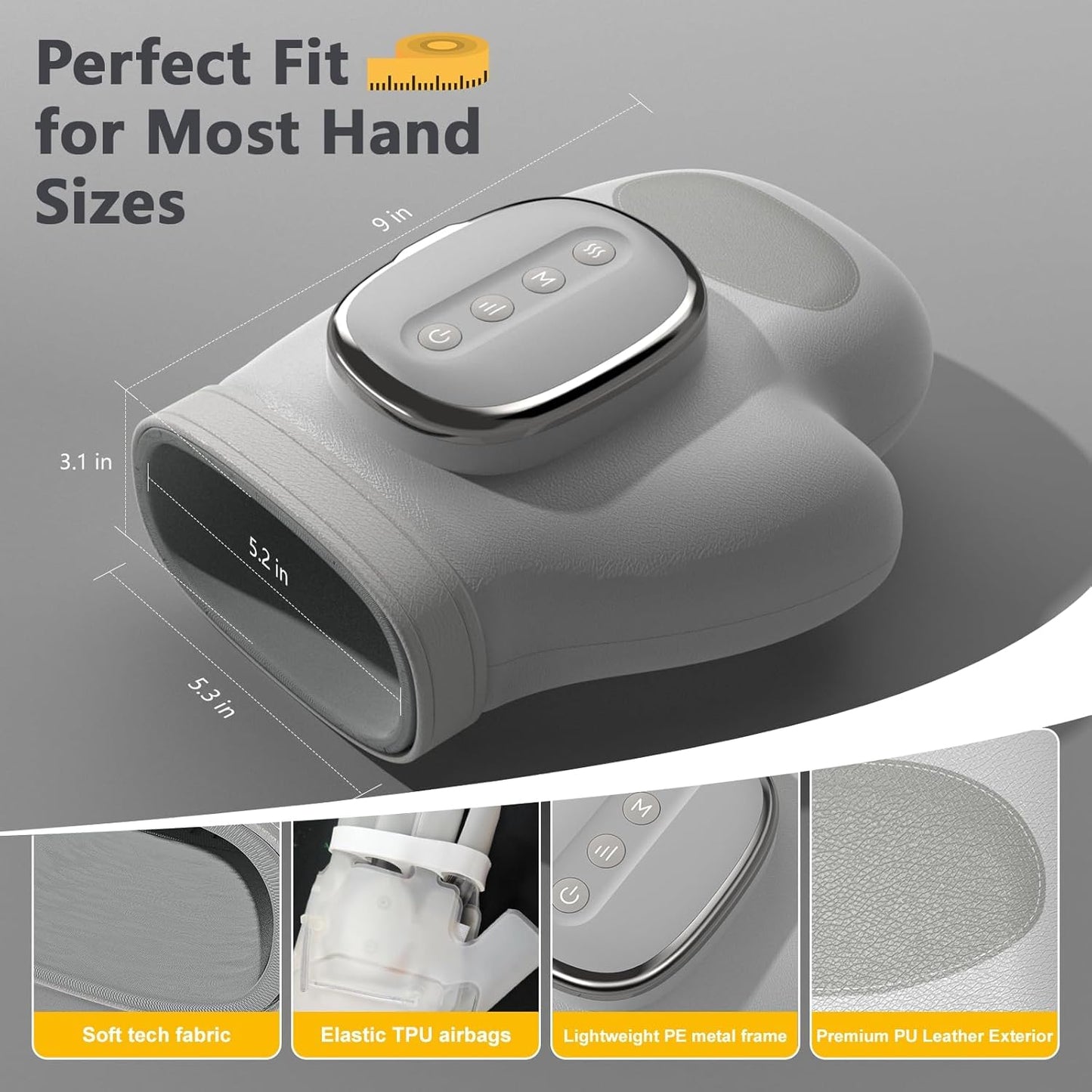 2026 NEW Hand Massager with Heat and Compression, Hand Massager with 3 Temps (108°F ~ 121℉), 5 Strengths, 3 Massages for Arthritis, Wrist & Carpal Tunnel Relief, Hand Massage, Gift for Women/Men
