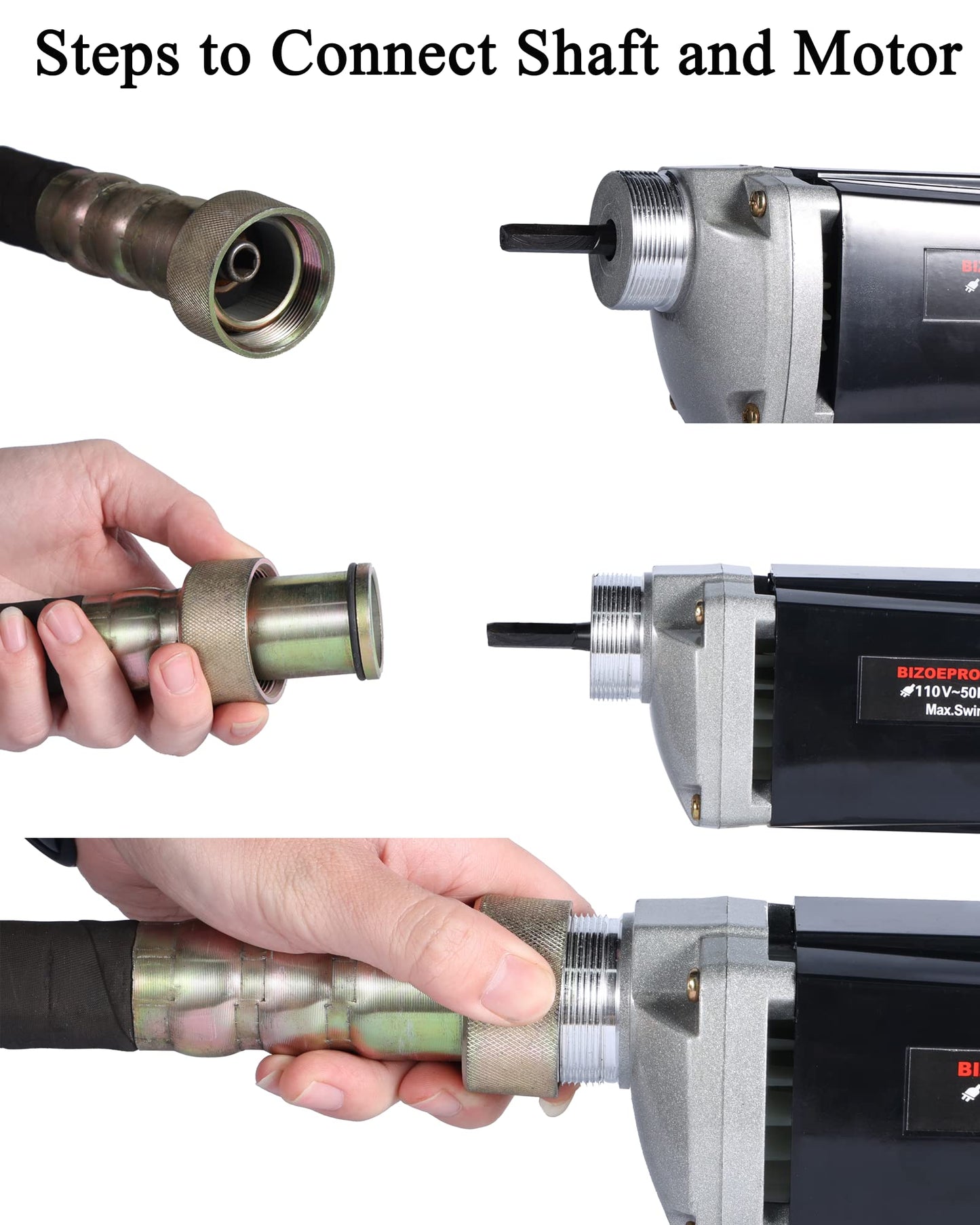 BIZOEPRO Hand Held Power Concrete Vibrator 1500W 15000rpm With 8.2ft 2.5M Shaft Rod Electric Concrete Vibrabrater Portable Construction Pencil Vibrator