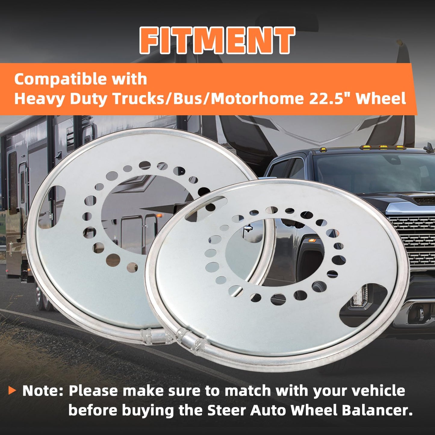 SleYuYir 2Pcs of 22.5" Steer Auto Wheel Balancer Compatible with Heavy Duty Trucks/Bus/Motorhome, OE# 600-640