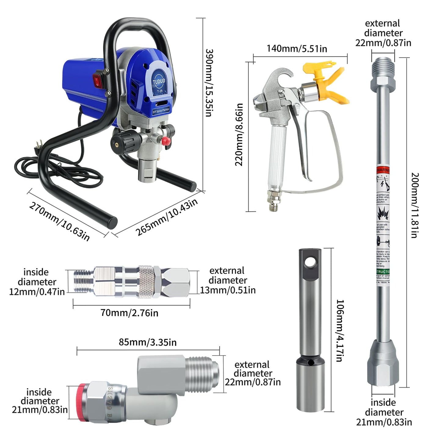 Airless Paint Sprayer 3000PSI 750W High Efficiency Airless Spraying Machine, Stand Power Painter with Paint Gun for DIY House, Wall, Fences Painting and Commercial Use