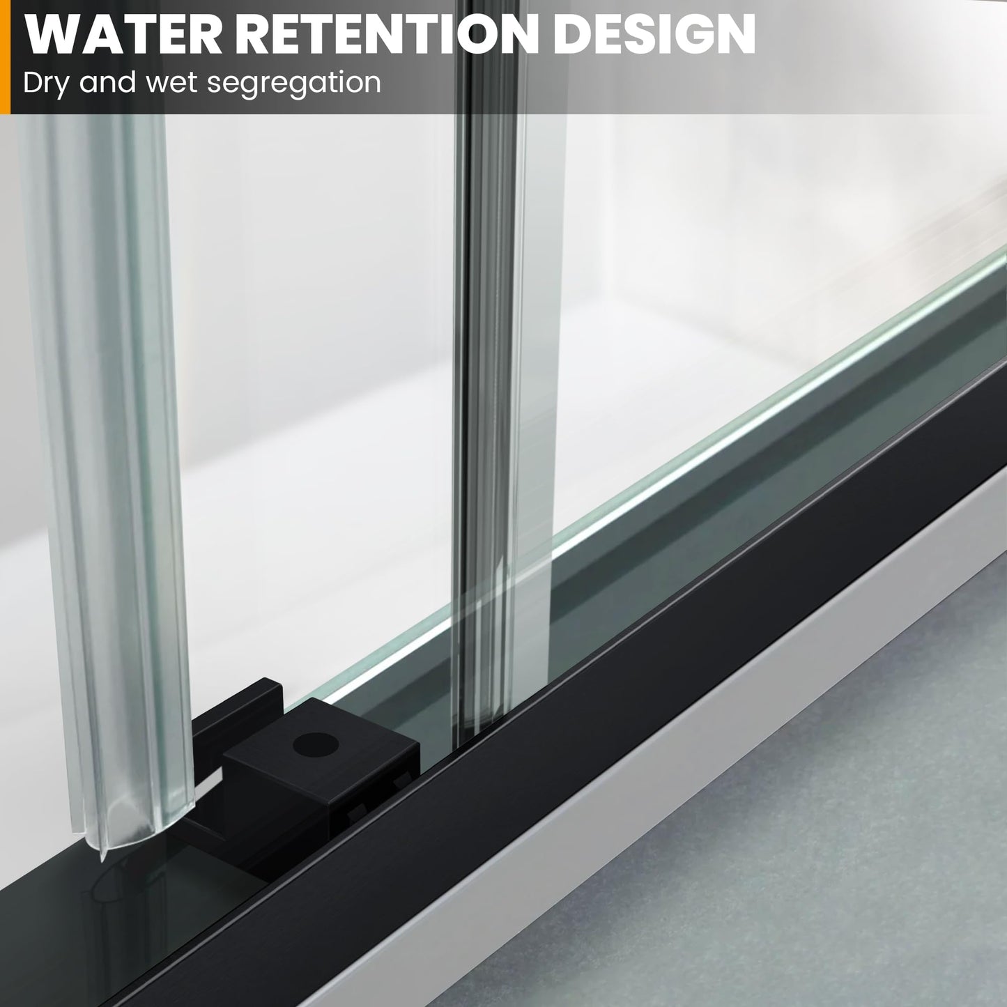 Bathroom Double Sliding Shower Door, 64" W × 76" H Frameless Shower Enclosure with 5/16"(8mm) Clear Tempered Glass Door, Matte Black Hardware, for Walk-in Bathroom