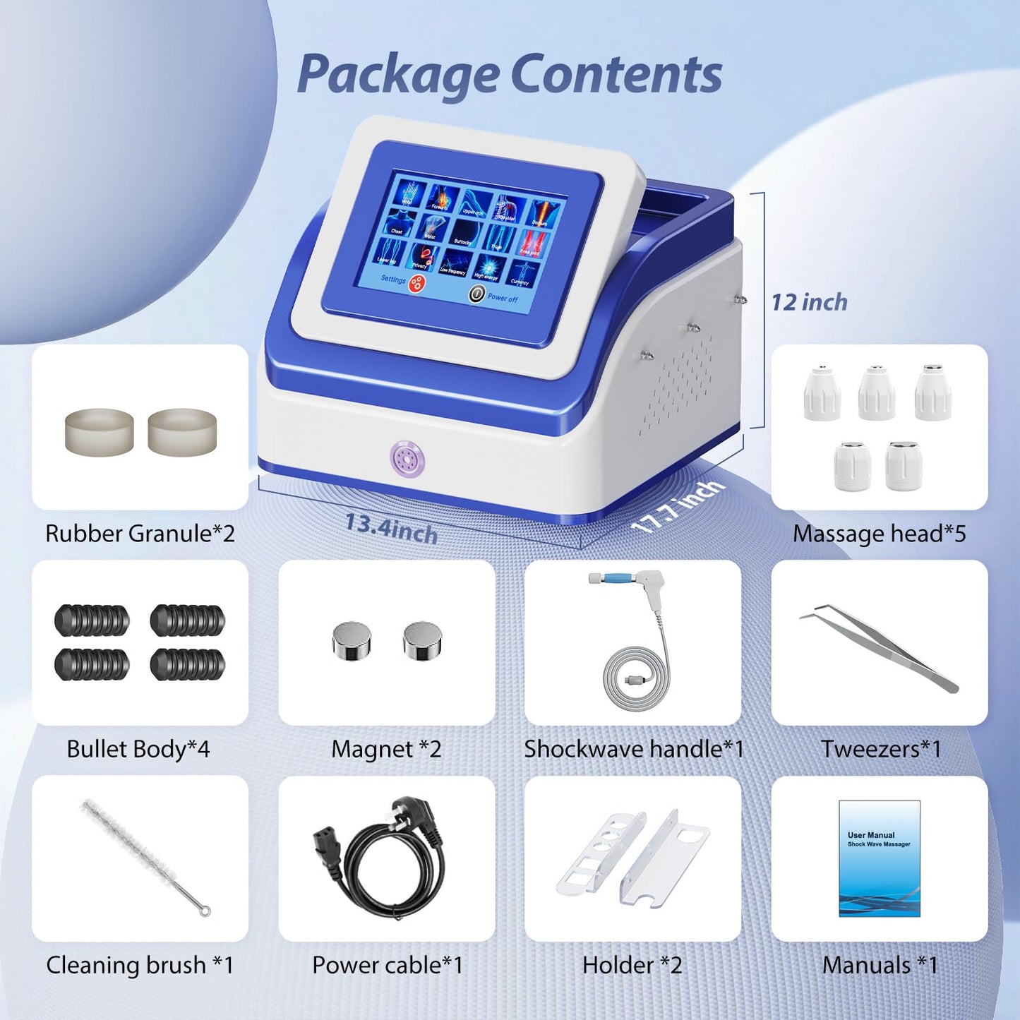 Shockwave Therapy Machine, Extracorporeal Shock Wave Therapy Device for Pain Relief, Muscle and Bone Tissue Regeneration, ESWT Shockwave Therapy, Non-Invasive