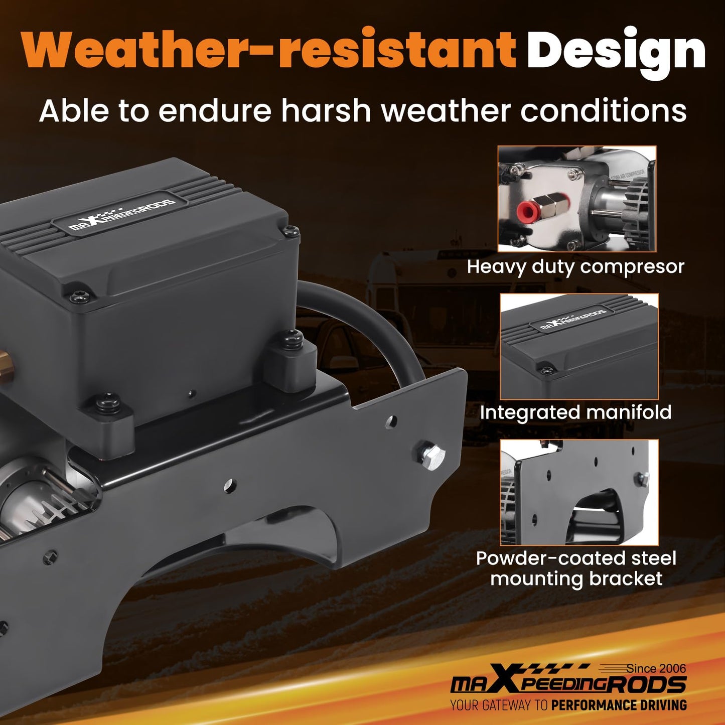 maXpeedingrods Wireless On Board Air Compressor System App and Remote Control 120 PSI Heavy Duty Air Compressor Kit for Trucks Pickups Trailers Vans