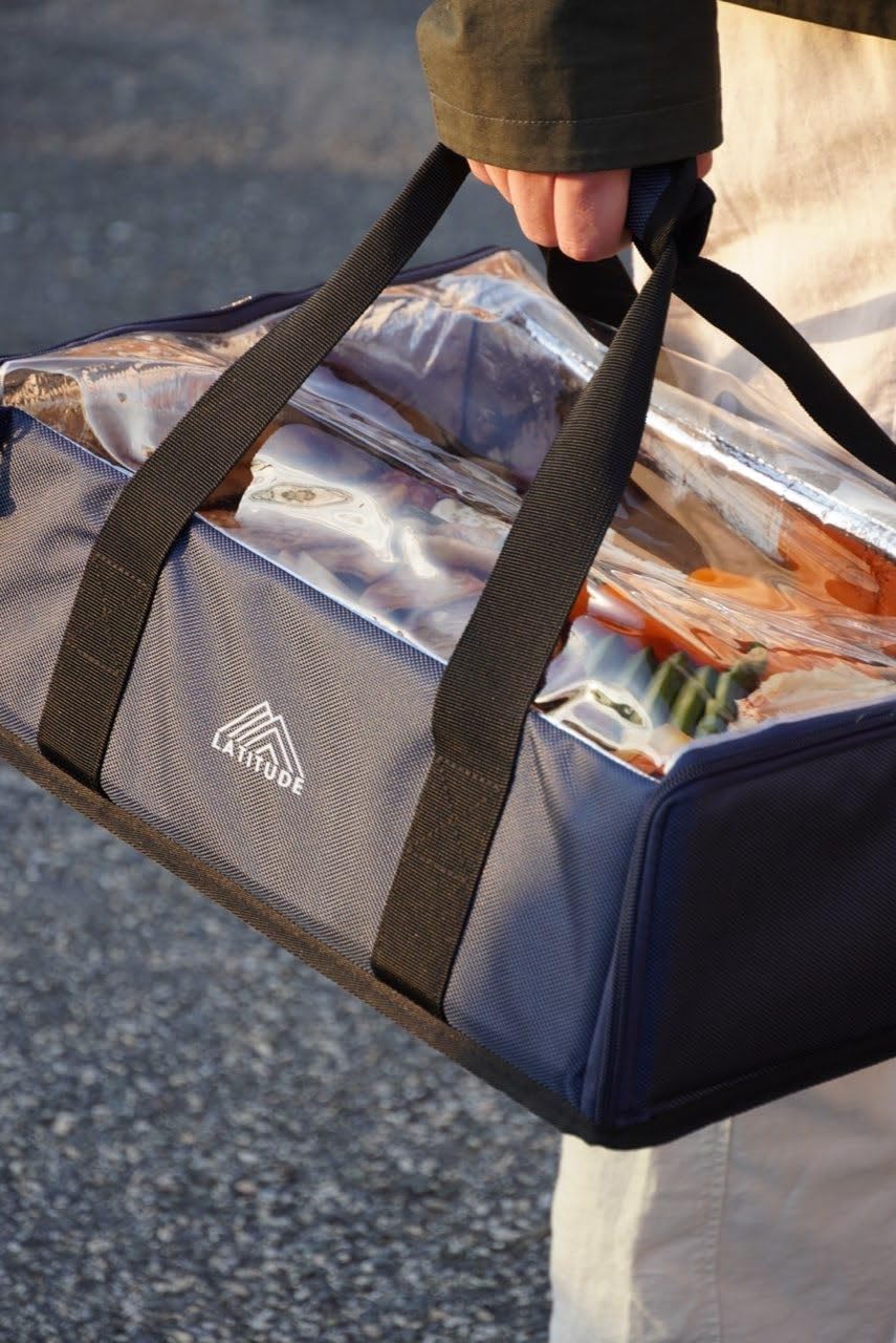 Latitude Board®- Original Chilled Charcuterie Board with a Built in Ice Pack and Thermal Carrier Bag Set. Premium Handcrafted Teak Wood Serving Tray. 15inx11.5inx 2in. Cold Charcuterie Transport