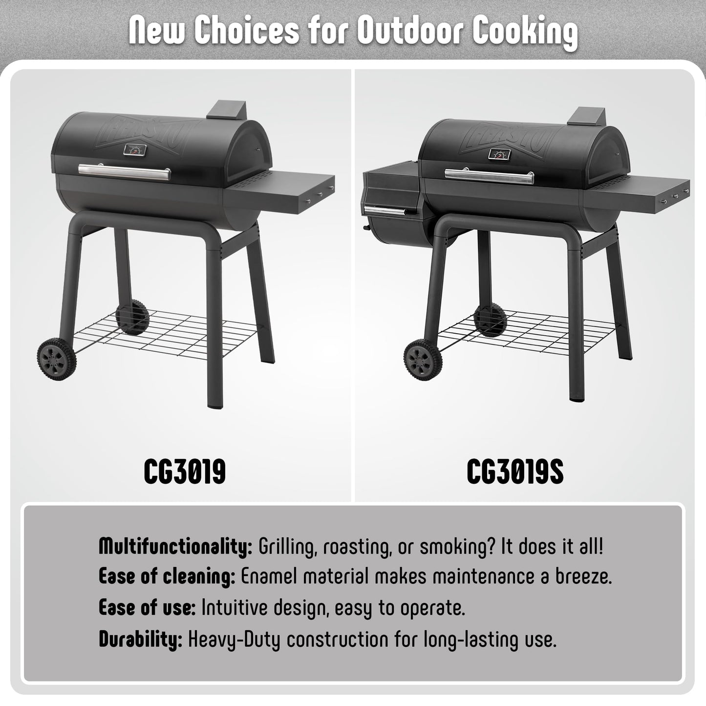 Feasto BBQ Charcoal Grill with Side Table, 30-In Heavy Duty Outdoor BBQ Grill with 647 Sq. In Cooking Area for Outdoor Barbecue in Backyard, Patio and Parties, Black