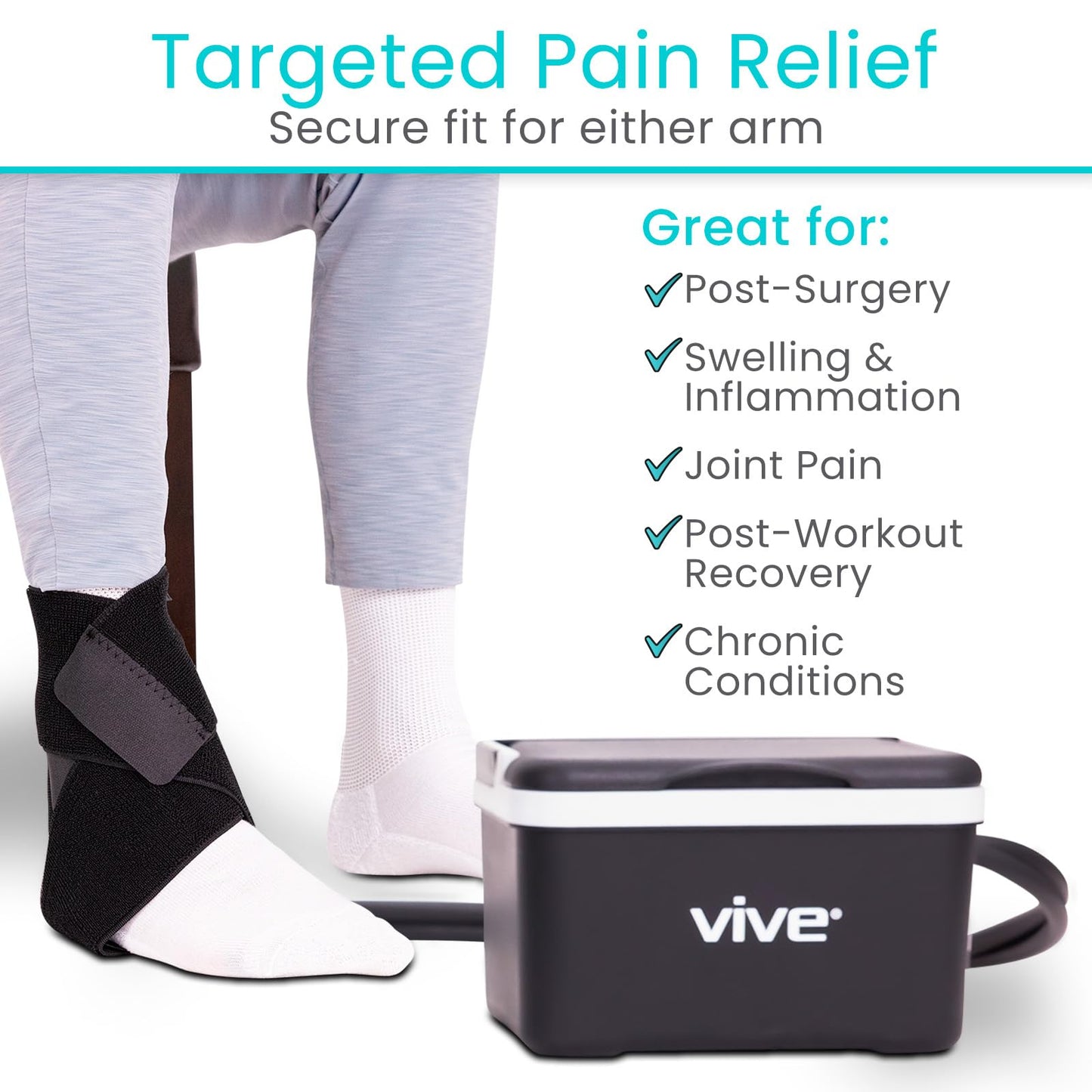 Vive Ice Therapy Machine for Knee & Shoulder - After Surgery Cold Therapy for Knee Hip Replacement, Rotator Cuff Injuries - Post Surgery Medical Cryotherapy System - Cooling Cryo Cuff (Black)