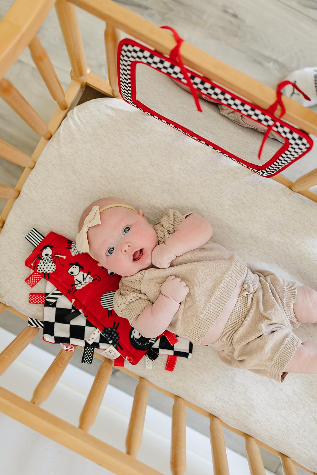Baby Mirror, Crib or Car or Floor, Reversible Mirror for Baby, Great Tummy Time Toy, High Contrast Toy, Easy to Attach, Lightweight, Portable, Shatterproof, Safe, Wipe Clean by Genius Babies