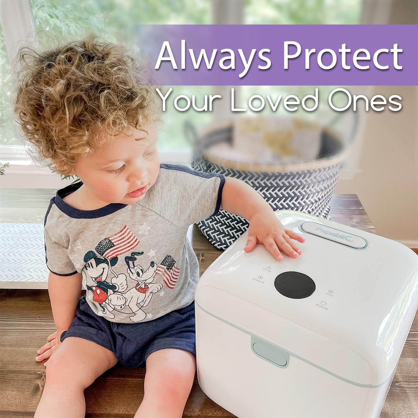 Papablic 4-in-1 UV Light Sanitizer and Dryer, Large Capacity UV-C Cleaner Sanitizing Box with Dual Lamps, for Baby & Whole Family Use, Touch Control