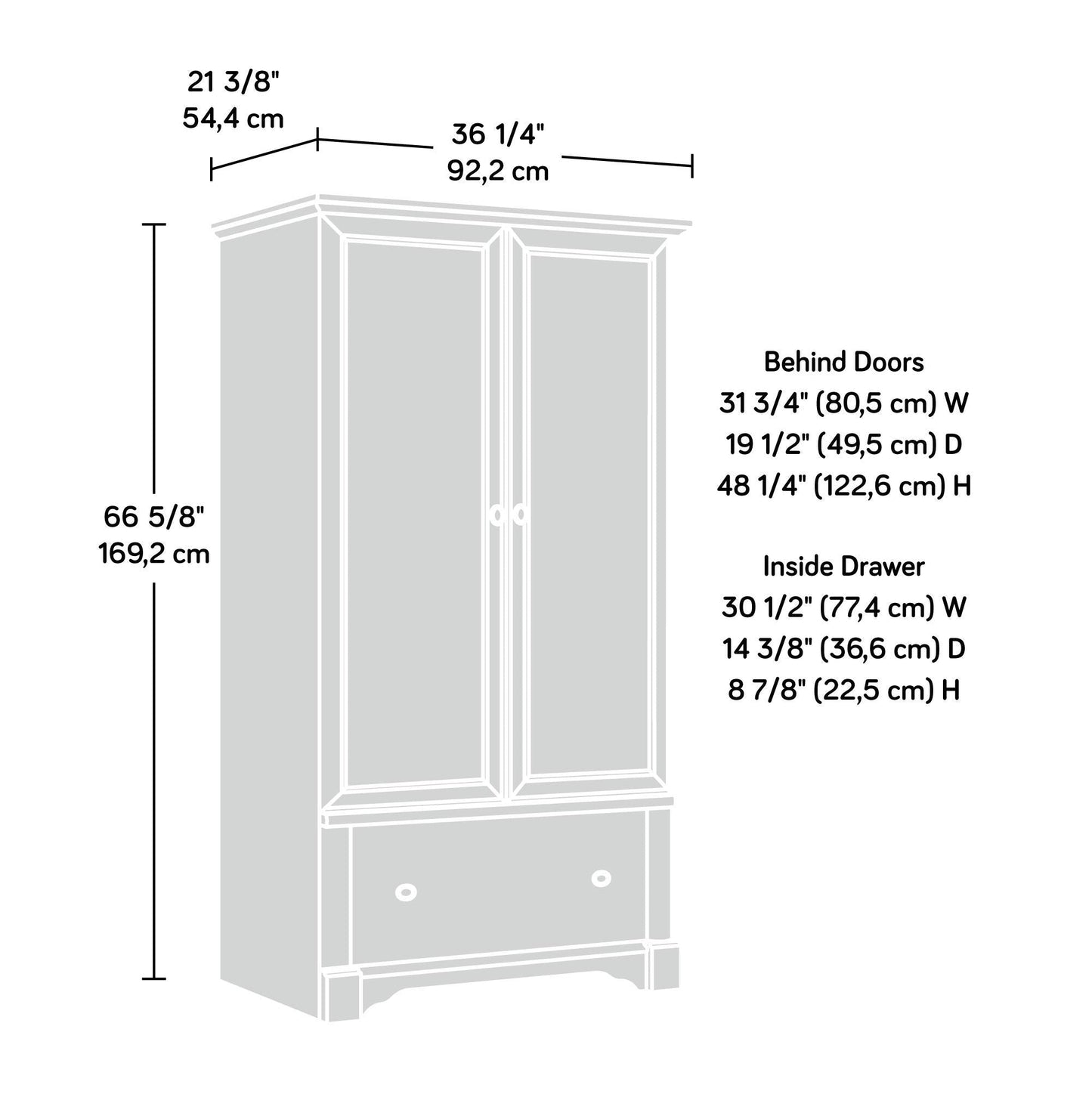 Sauder Palladia Armoire, Select Cherry finish