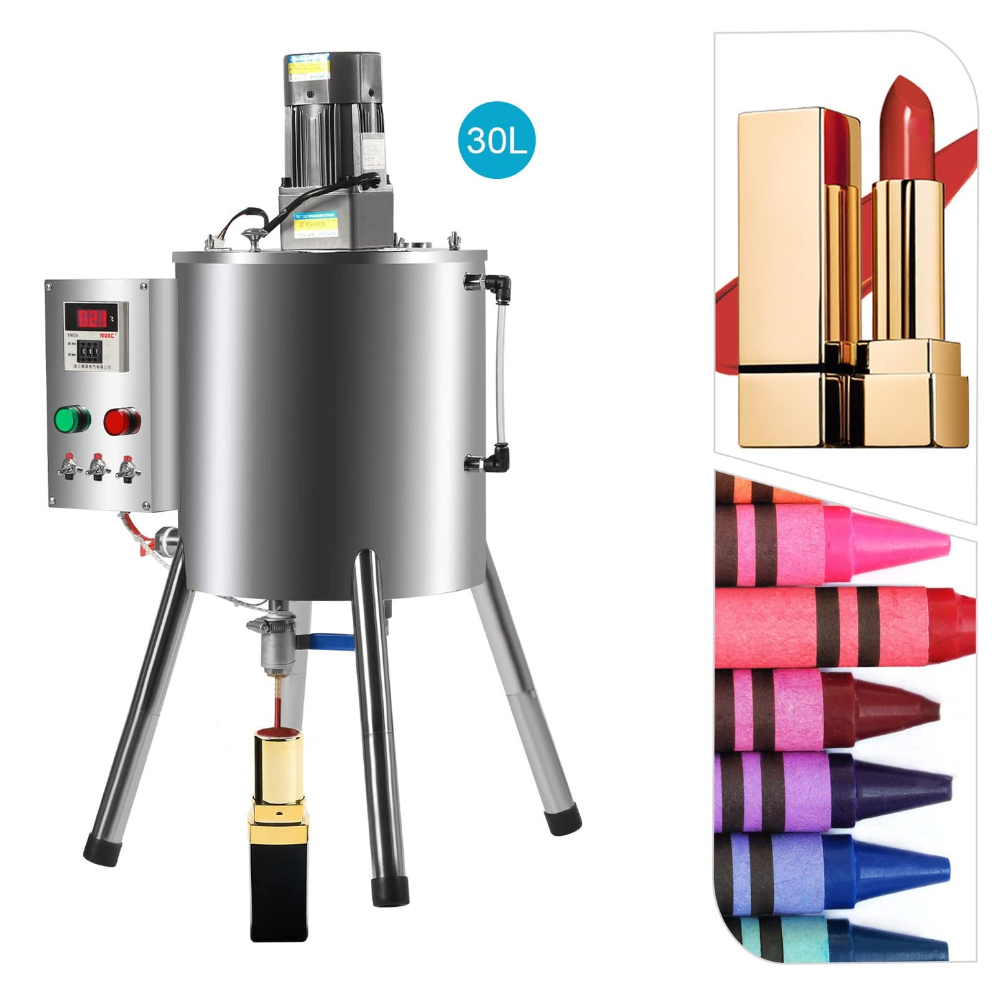 30L 8Gal Heating Mixing Filling Machine, Liquid Paste Lipstick Filler, Stirring Tank for Dissolving & Filling Creams & Liquids (8 Gal/30L)