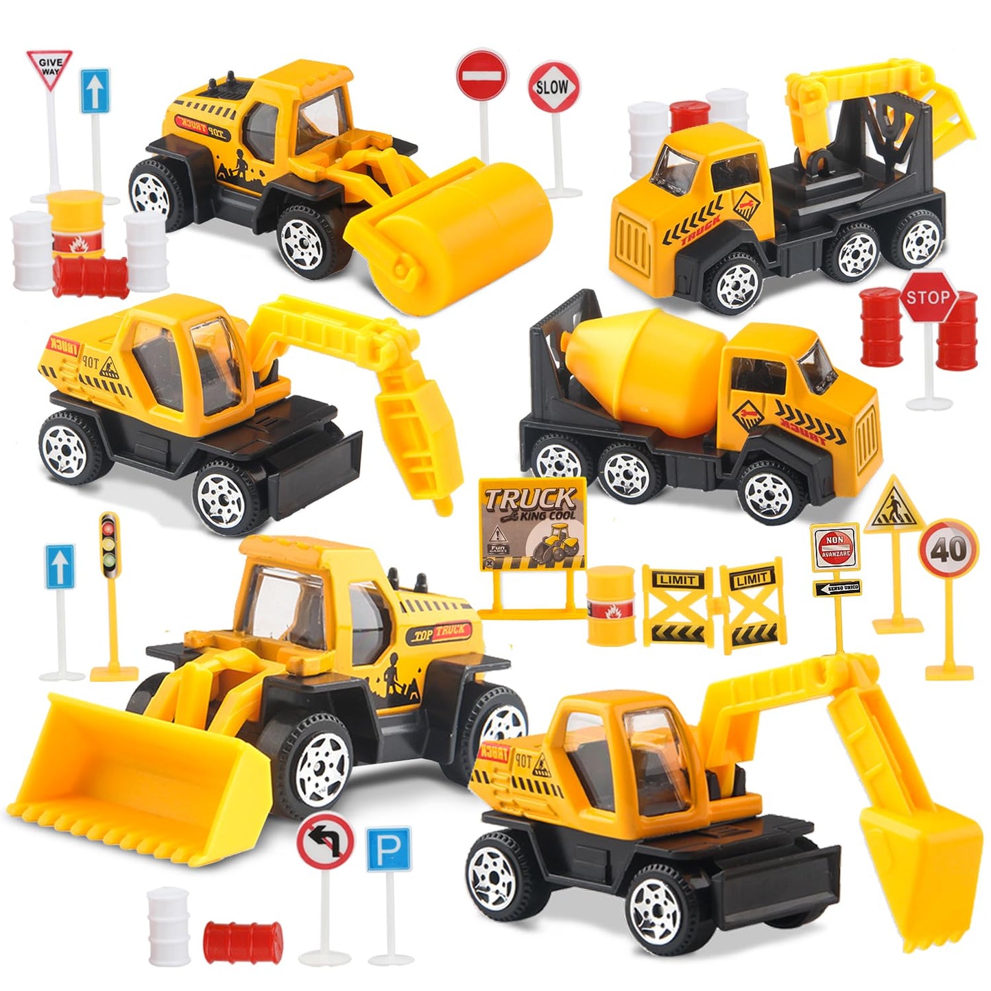 TOY Life 28 PCS Construction Toys for boy Age 3-5, Small Construction Vehicles, Sandbox Toy for Boys, Small Construction Car Truck Excavator Party Favors Gifts for Boys