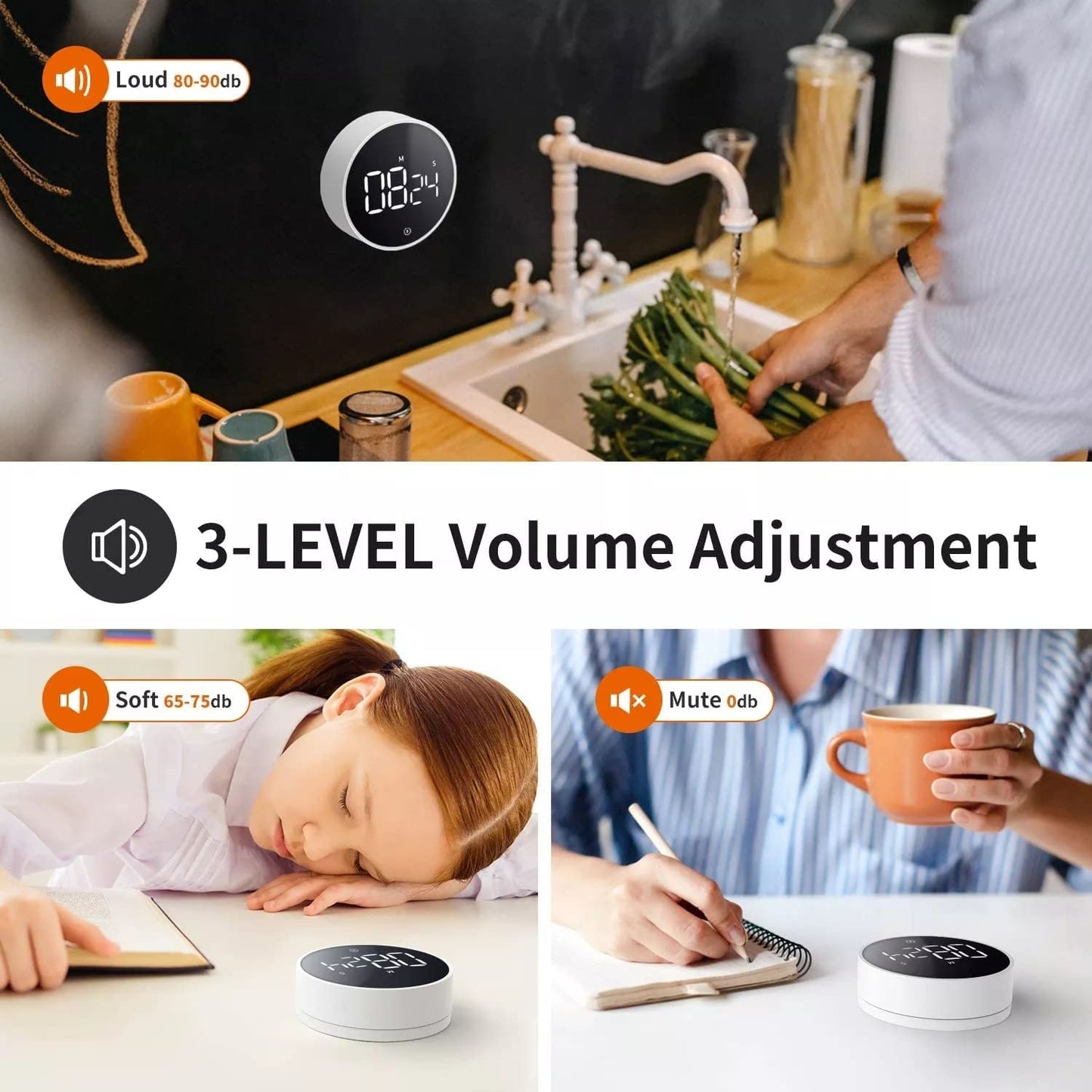 LED Digital Kitchen Timer Cooking Shower Study Stopwatch Alarm Clock Magnetic Electronic Countdown Time