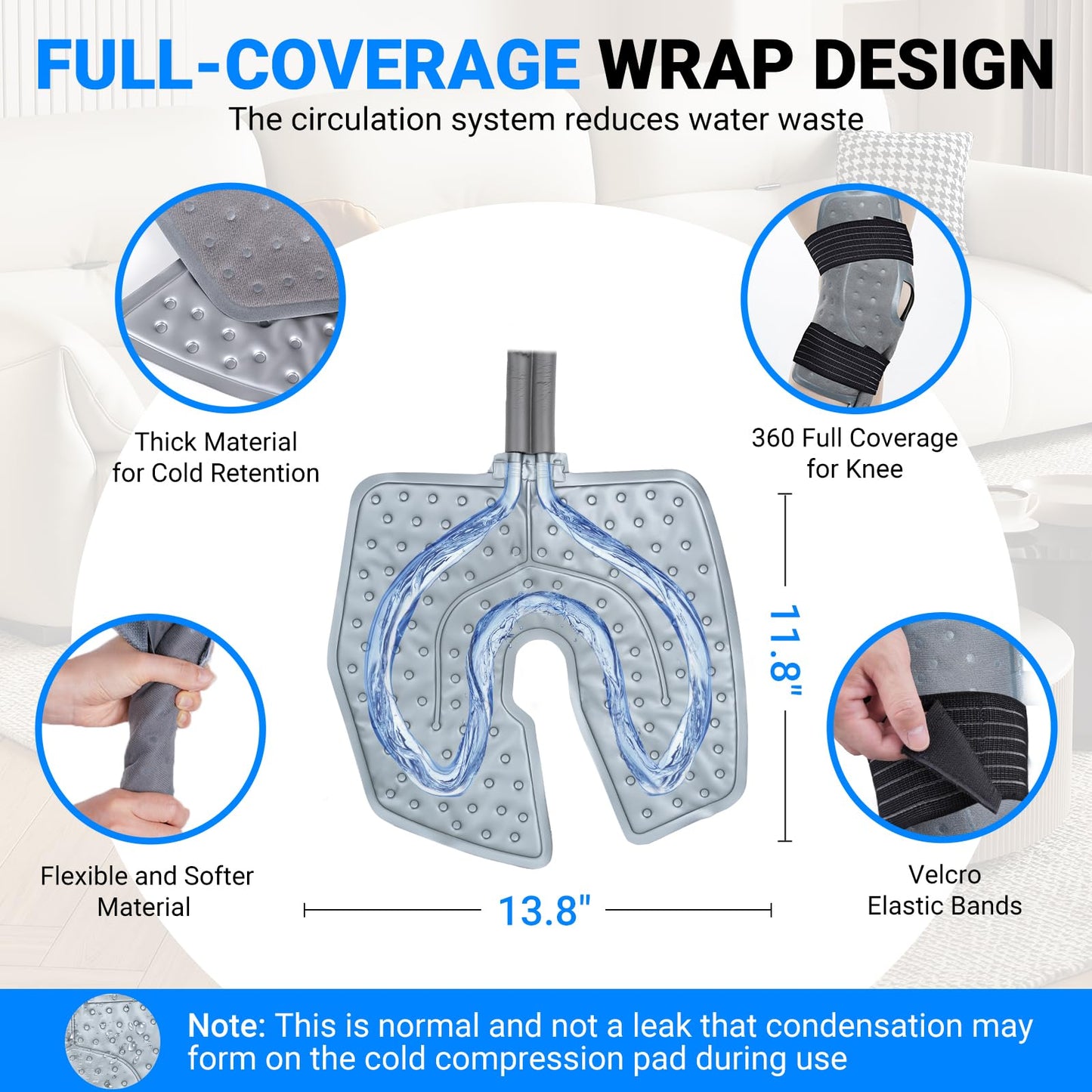 Cold Therapy Machine, Portable Ice Machine for Knee After Surgery，Programmable Knee Replacement Recovery System, Cryotherapy for Post Surgery Recovery Sports Injuries, Reduce Swelling, Circular Gray