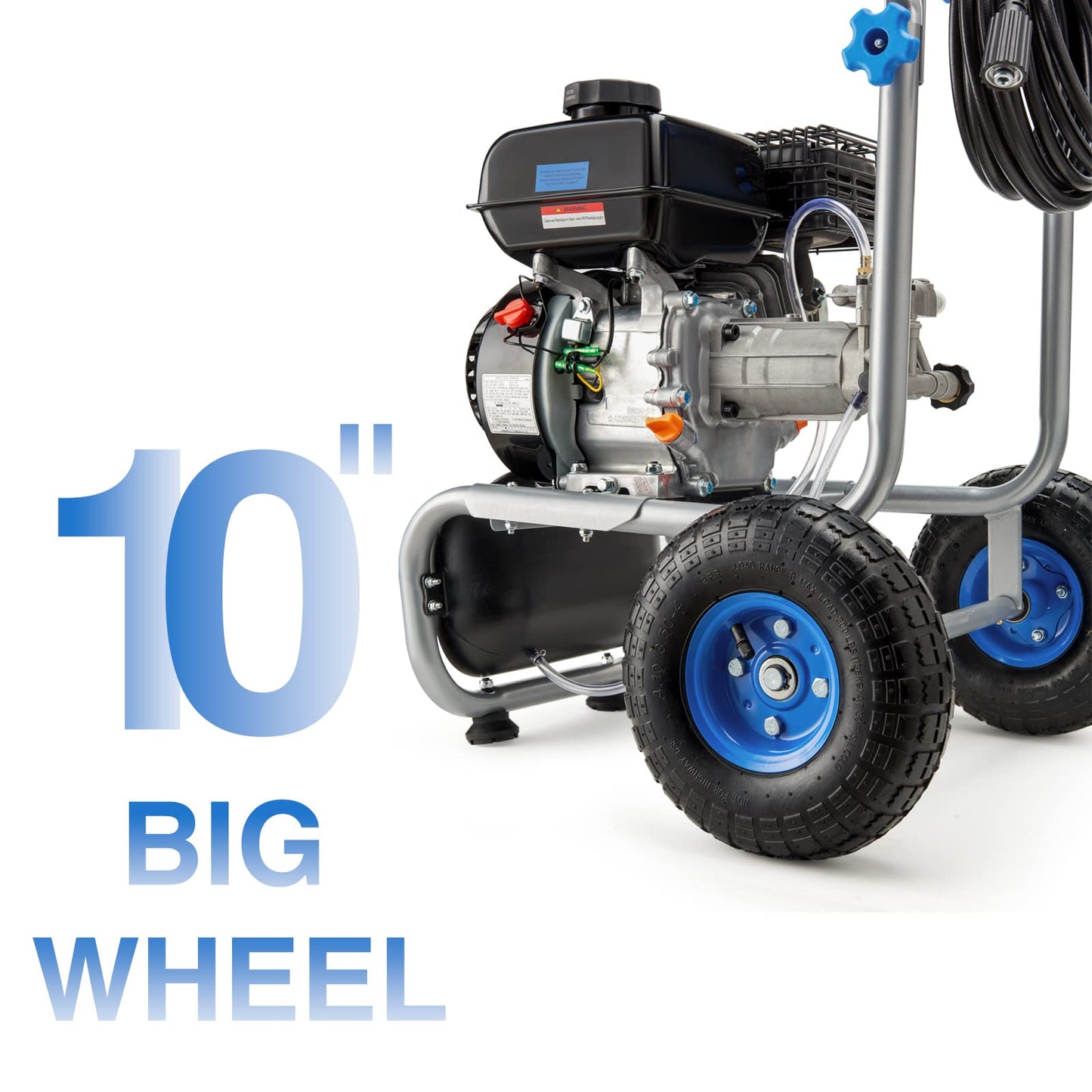 MUTAOMAY 3500PSI Gas Pressure Washer, 2.3GPM Gas Powered High Pressure Washer with 209CC Engine, 4 Adjustable Nozzles, 25 ft High Pressure Hose for Cleaning Walls, Terraces, Vehicles, Garden (Blue)