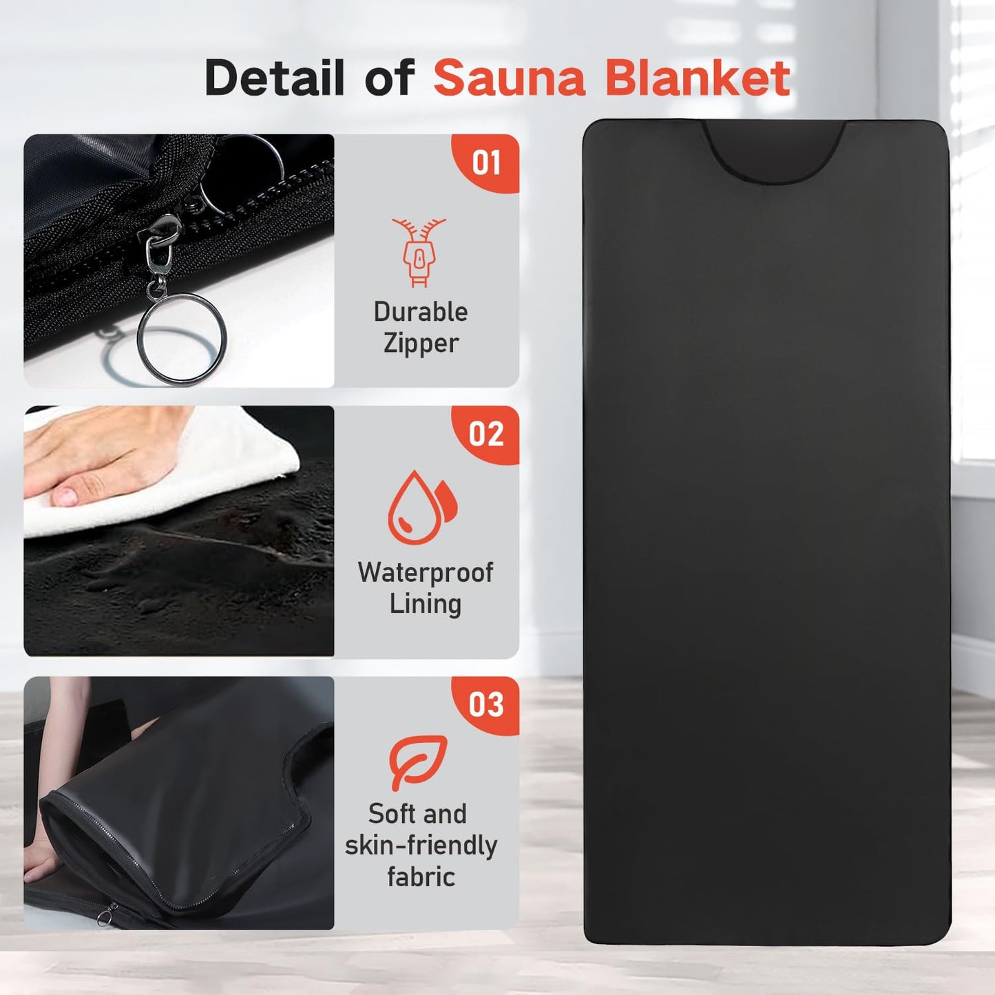 RRGFB Infrared Sauna Blanket for Home, Low EMF Carbon Crystal Heating, Portable Dry Sauna Bag for Relaxation, Detoxification, 5.9ft×2.6ft