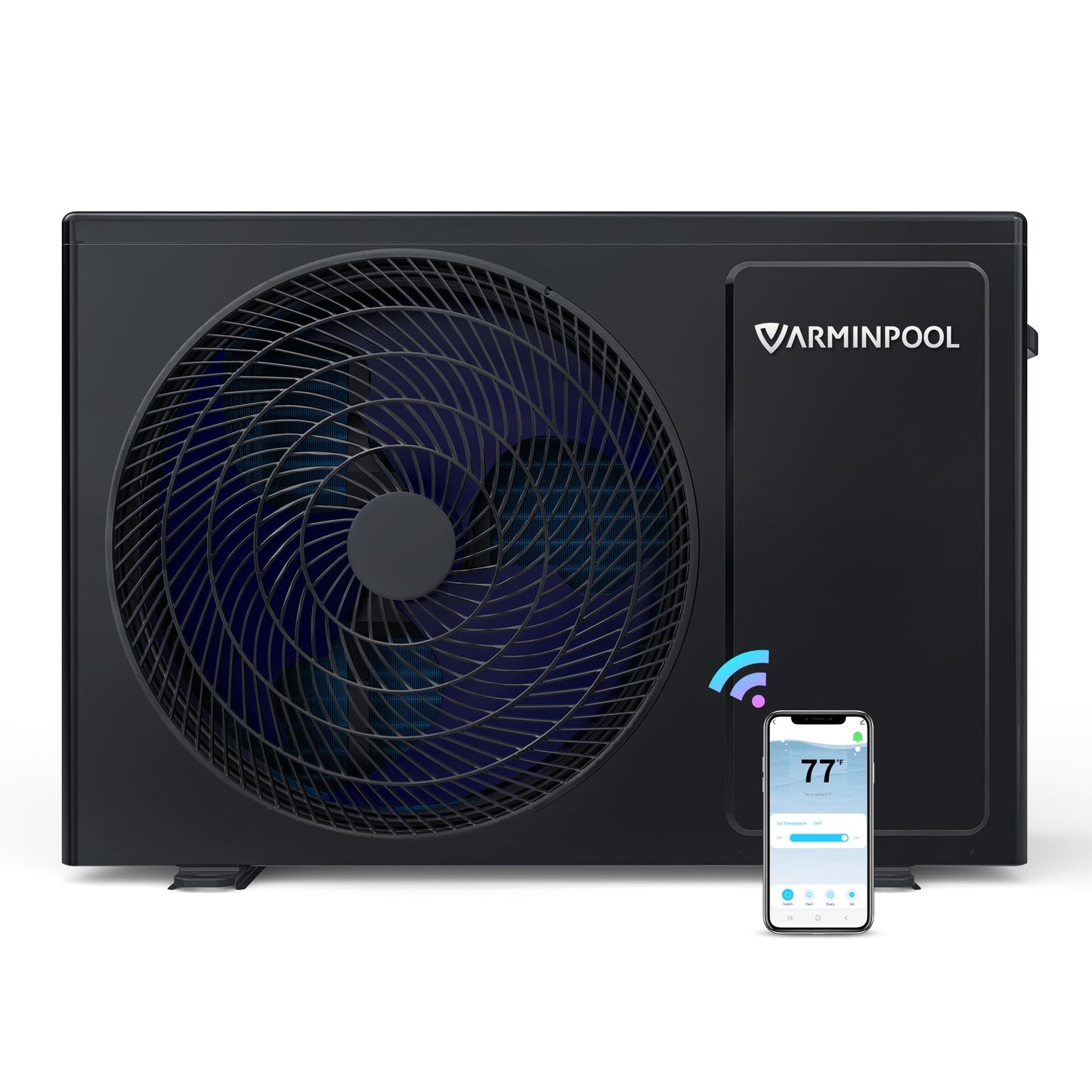 VARMINPOOL Smart Pool Heat Pump with WiFi Remote Control for 7000 Gals In and Above Ground Pool, 27000 BTU Electric Pool Heater, No Gas, 120V, Titanium Heat Exchanger