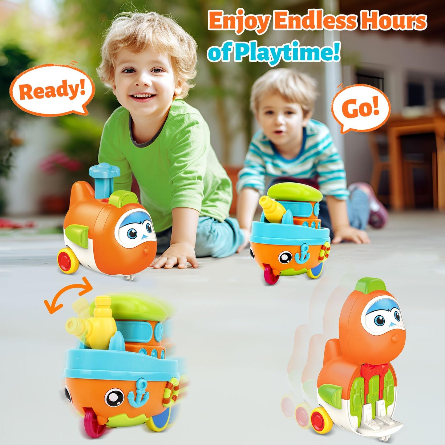 Toddler Toys for 1 Year Old Boy, Press to Go Car Toys for Toddlers 1-3, Learning Baby toy 6-9-12-18 Months Infant Push Go Play Vehicle Set, Baby Girls Boys Christmas First Birthday Gifts for Ages 1-2