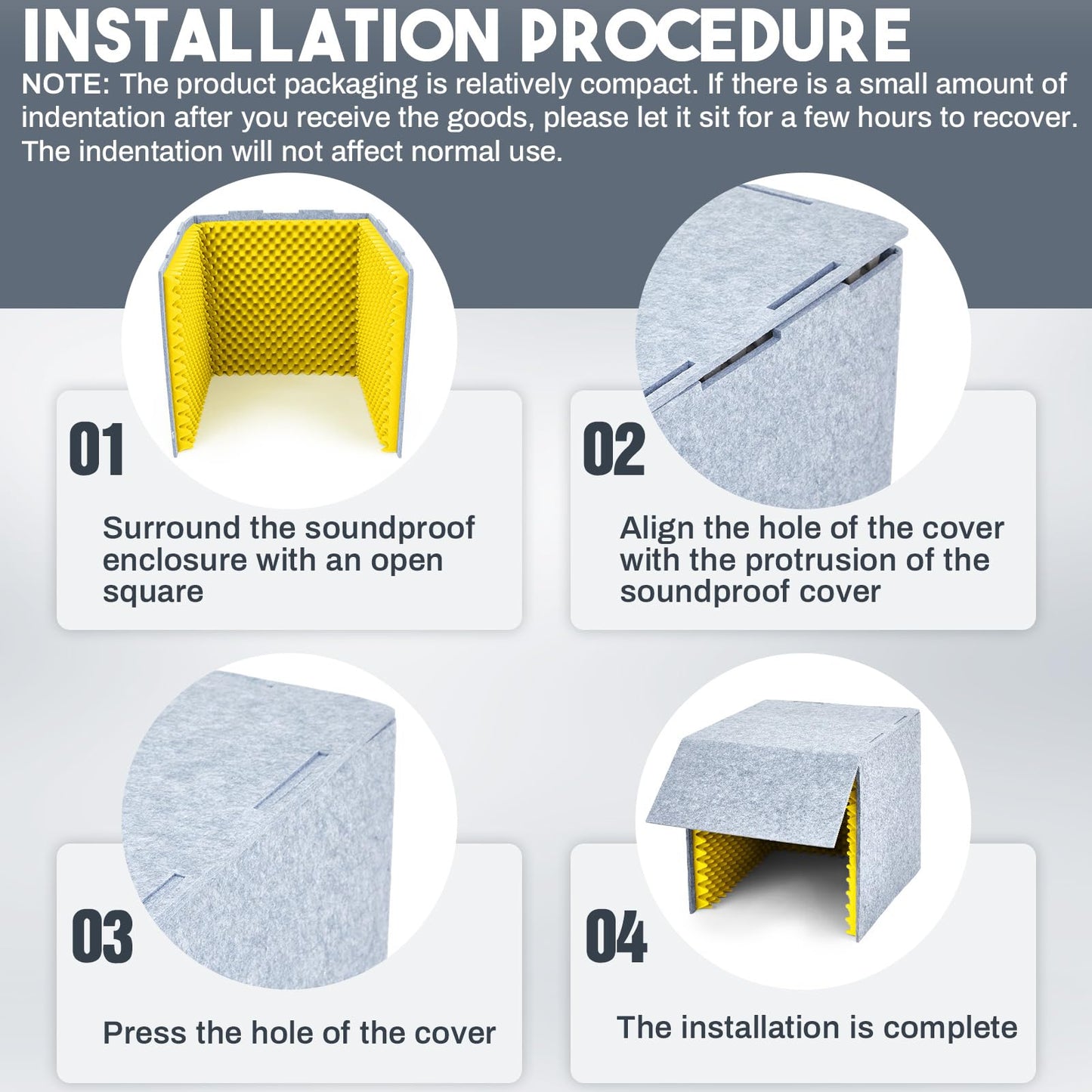 Pushglossy 28x 28 x 28 Inch Desktop Soundproof Cover Portable Vocal Recording Booth Vocal Absorbing Shield Microphone Isolation Booth Cube for Music Studio Podcasts Decreasing Noise Home (Yellow)