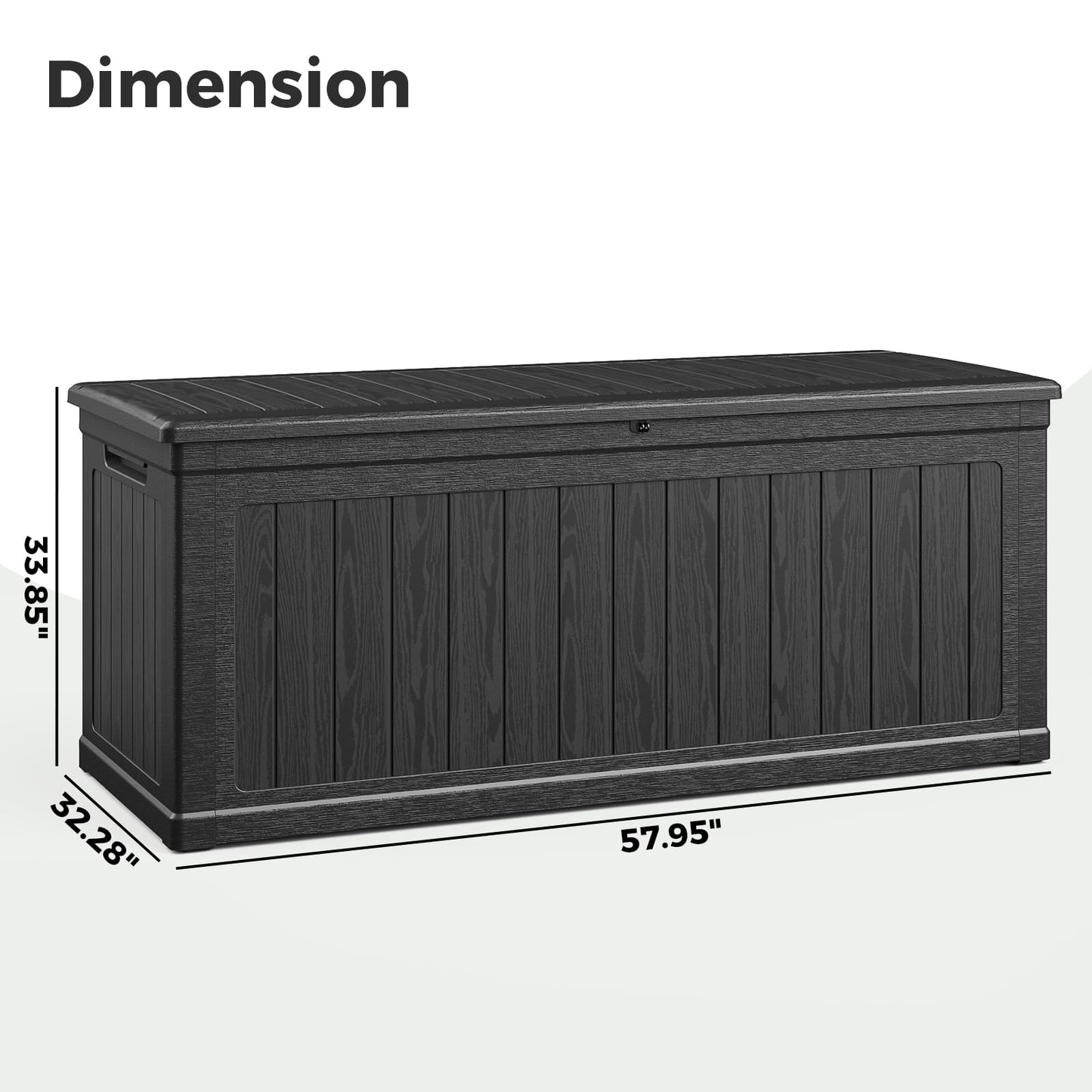 Lyromix 230 Gallon Outdoor Storage Box, UV-Resistant Waterproof Deck Box Outdoor with Lockable Design (Lock Not Included) and Hydraulic Lid, Patio Storage Bin for Cushions and Garden Tools, Black