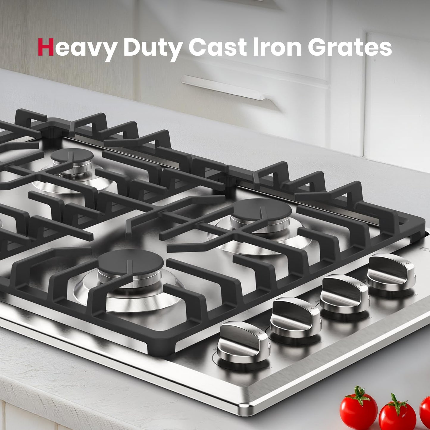 GASLAND 30 Inch Gas Cooktop with 4 Italy Sabaf Burners PRO GH2304SS,NG/LPG Convertible Natural Gas Propane Cooktops, Auto Ignition, Thermocouple Protection, CSA Certified