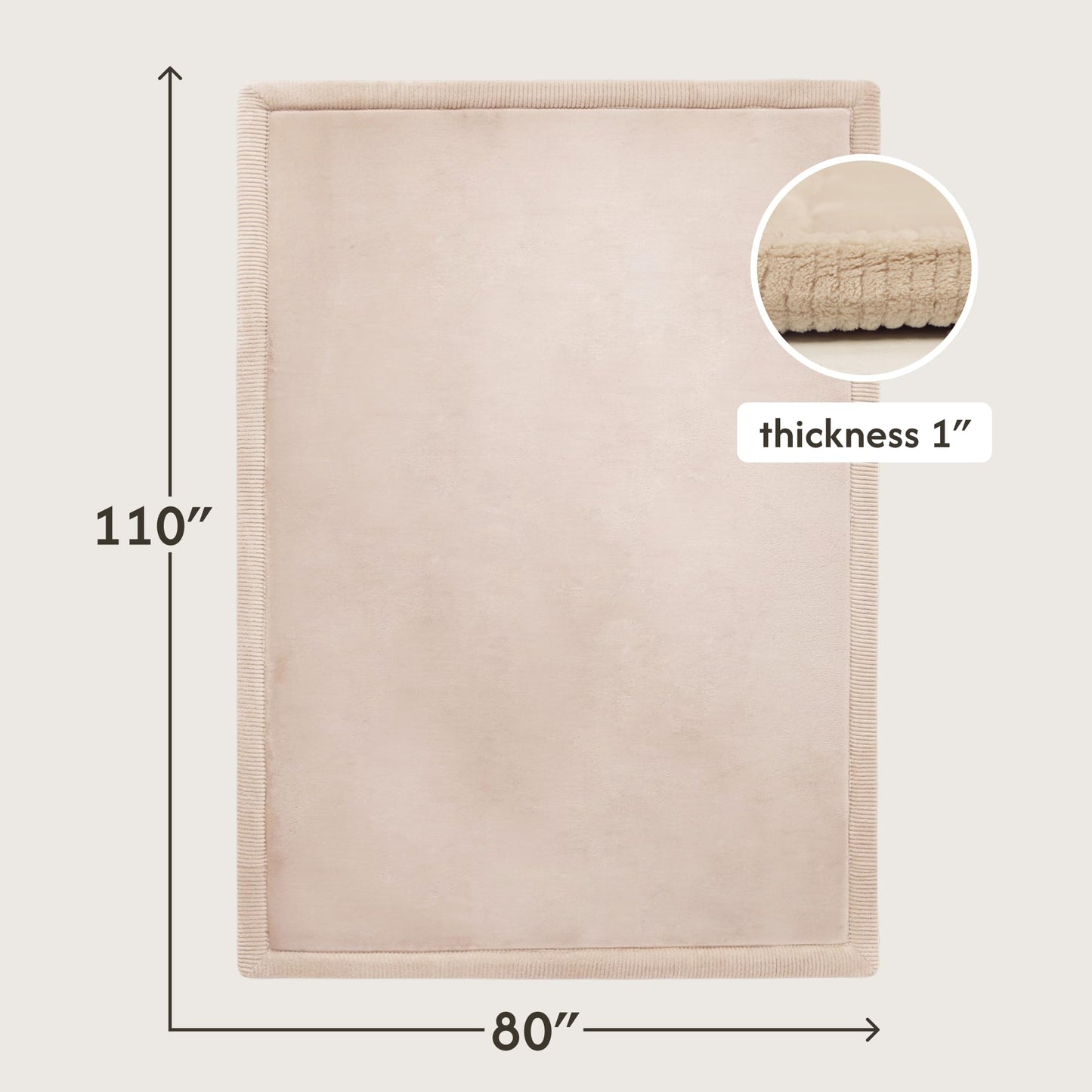 Hakuna Matte CloudSoft Baby Play Mat for Floor 80" x 110" Beige – Coral Velvet Memory Foam Rug for Crawling & Cozy Play – Non-Slip, Water-Resistant, Easy-CareTummy Time Mat, Playmat for Playpen
