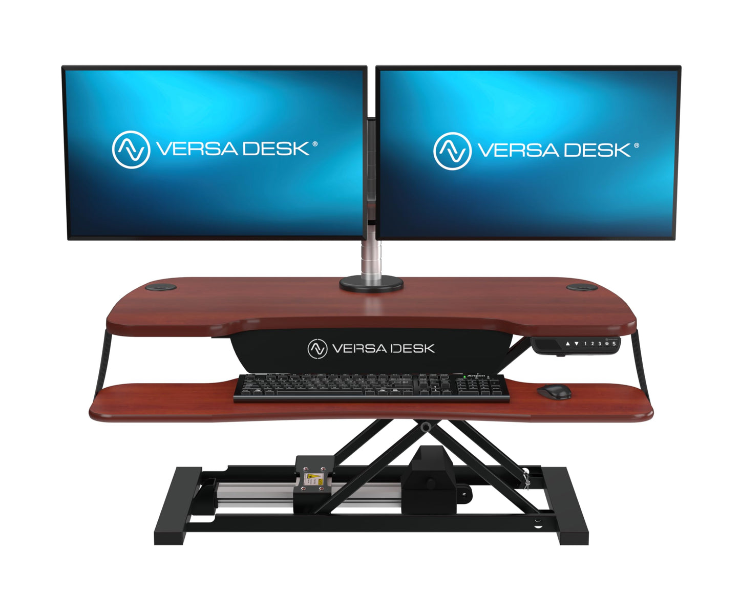 VERSADESK® PowerPro™ Elite 36” x 24" – App Controlled Electric Standing Desk Converter w/USB Charging Port. Raises up to 20”. Fully Assembled – Includes LED Lights. Supports 80 lbs. – Cherry