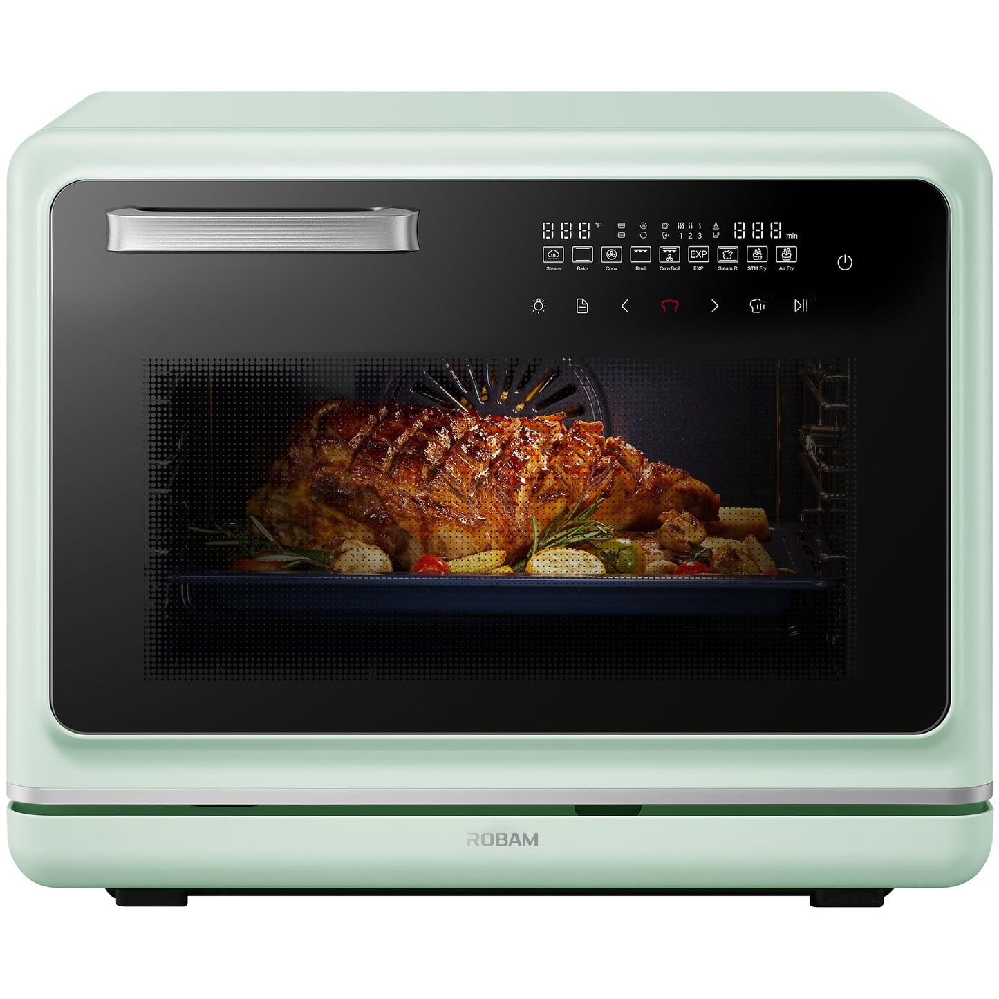 ROBAM Toaster Air Fryer Steam Oven Combo, Countertop Convection Cooker with Fry & Bake, 1.2 Cu.Ft Large Capacity Combi Oven, Smart Touch Precise Temp Control, Multi-Stage, 32 Preset Recipes (Green)