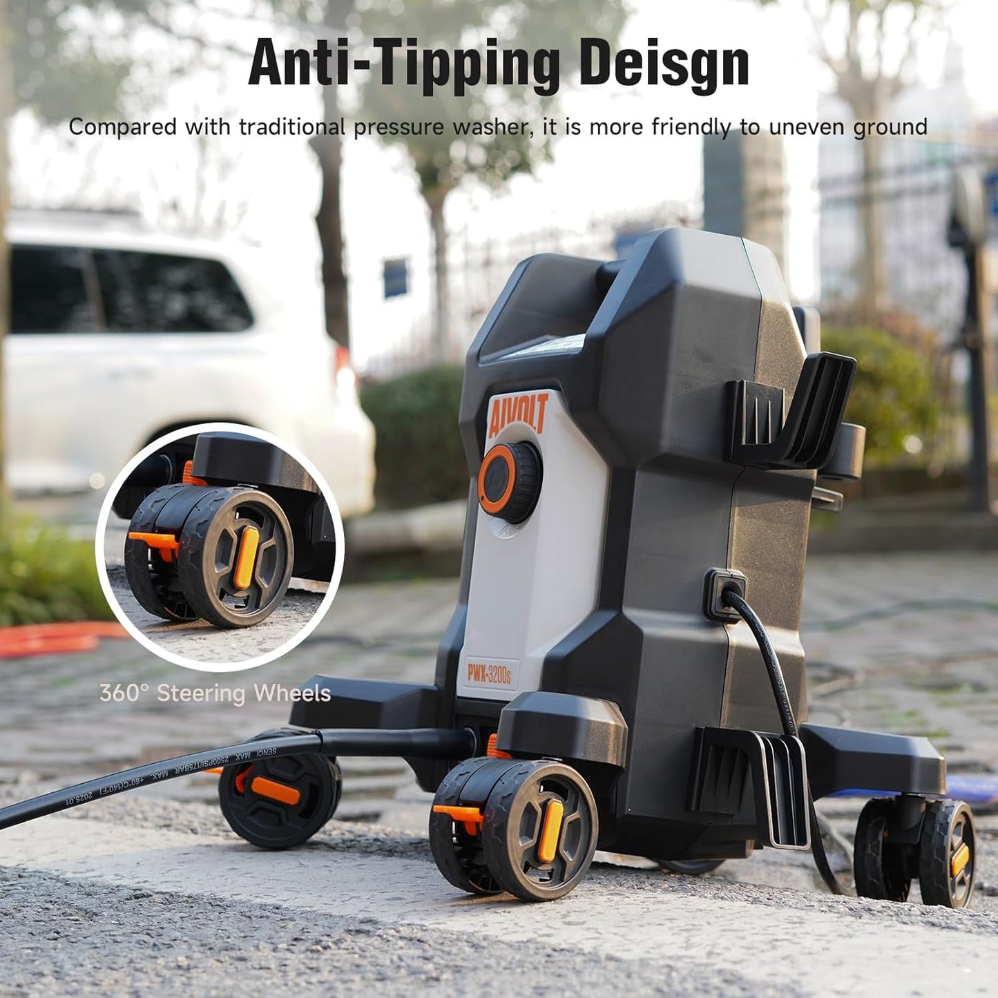 AIVOLT Pressure Washer, Power Washer with 4 Quick Connect Nozzles, High Pressure Cleaning Machine with Foam Cannon for Cars/Fences/Driveways/Patios/Home Cleaning