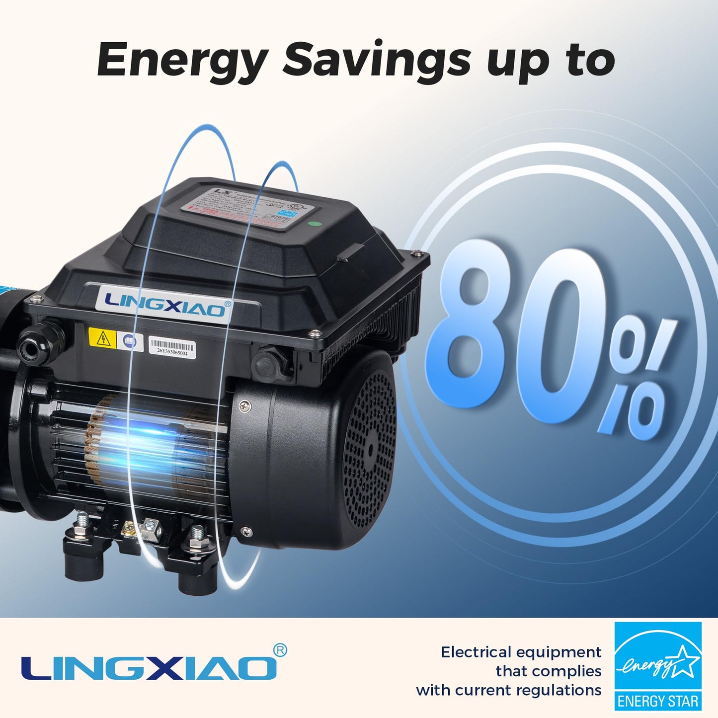 LINGXIAO Above Ground Variable Speed Pool Pum 1HP, 115V Energy Star Above Ground Pool Pump with Filter Basket, 5230GPH, Low-Noise, Energy Saving