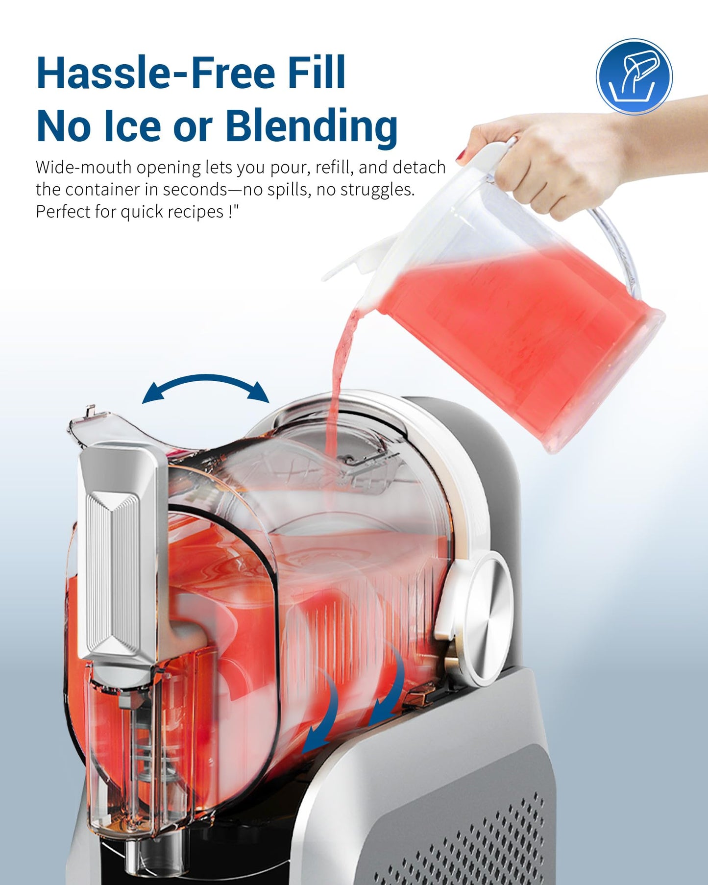 Slushie Machine, No Ice Needed, 88 oz Slushie Machine for Home with Dust Cover, Professional Frozen Drink Maker, 7 Preset Programs+Rinse, Frozen Margaritas, Frappés, Milkshake, and More
