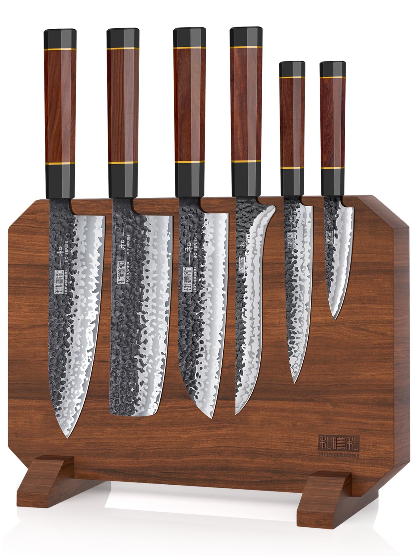 HOSHANHO 7 Pieces Knife Set with Magnetic Knife Block, Japanese High Carbon Steel Kitchen Knife Set, Ultra Sharp Chef Knives Set with Ergonomic Handle
